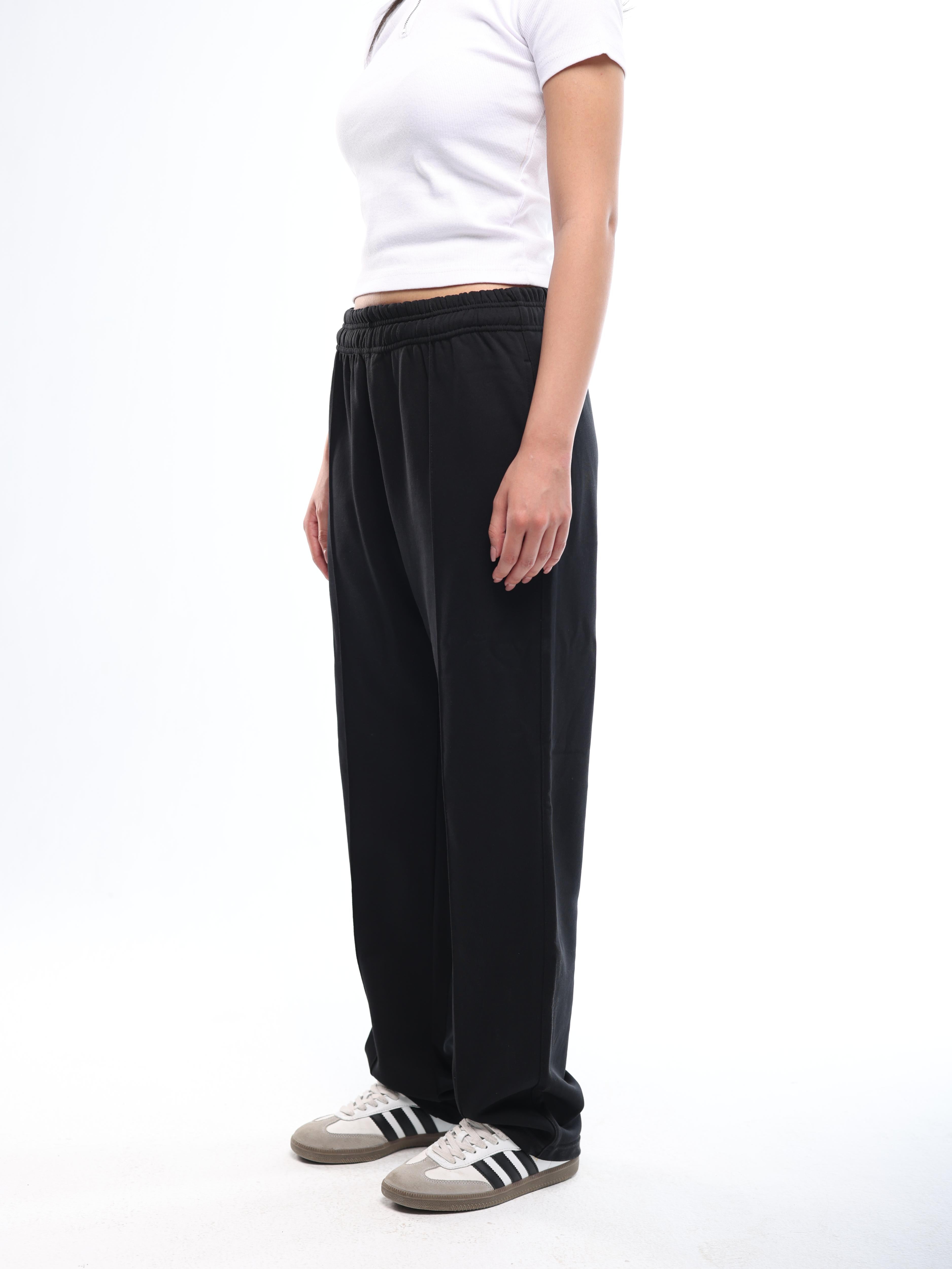 FRONT SEAM SWEATPANTS - BLACK