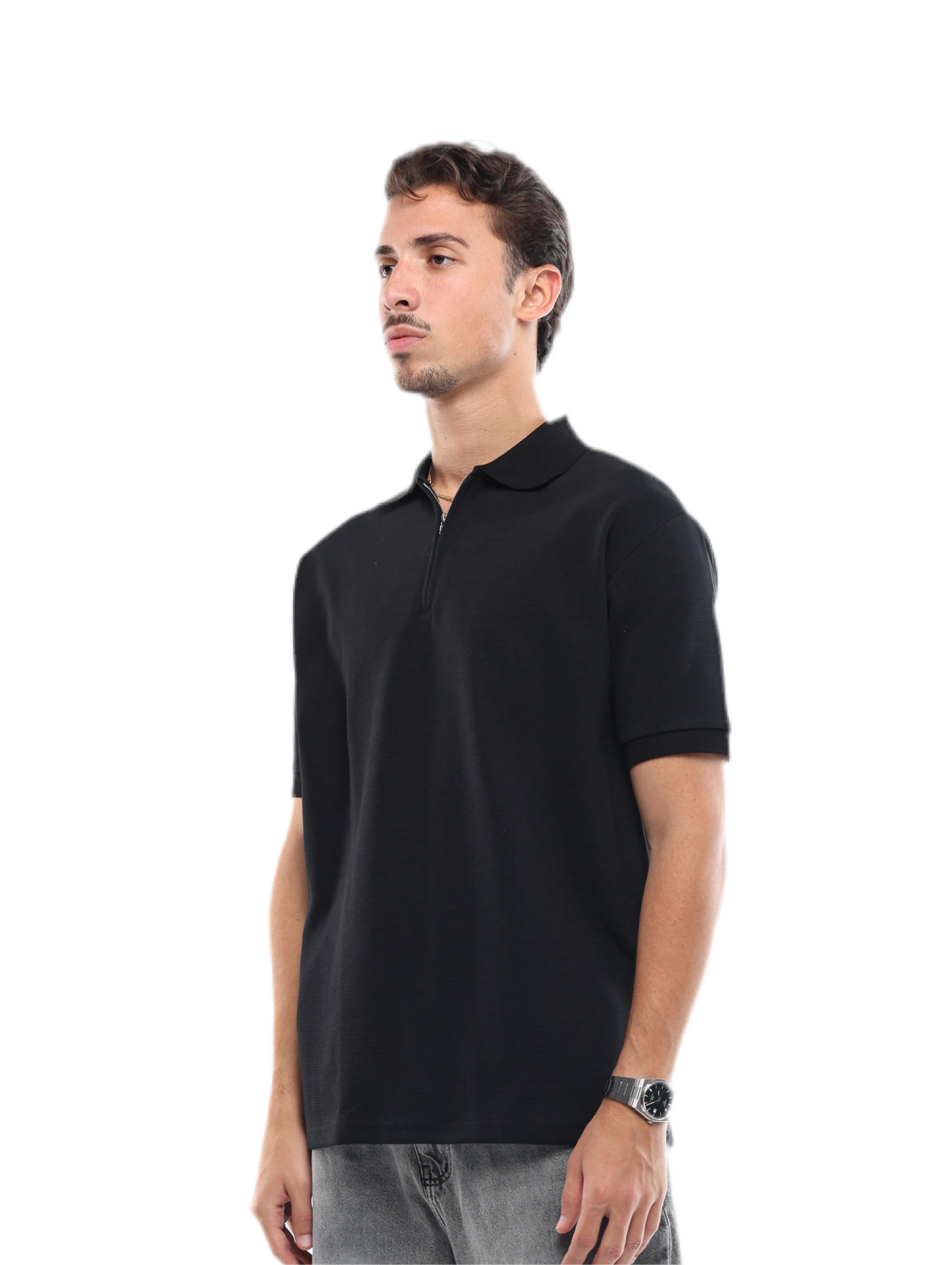 BLACK QUARTER ZIP SHIRT