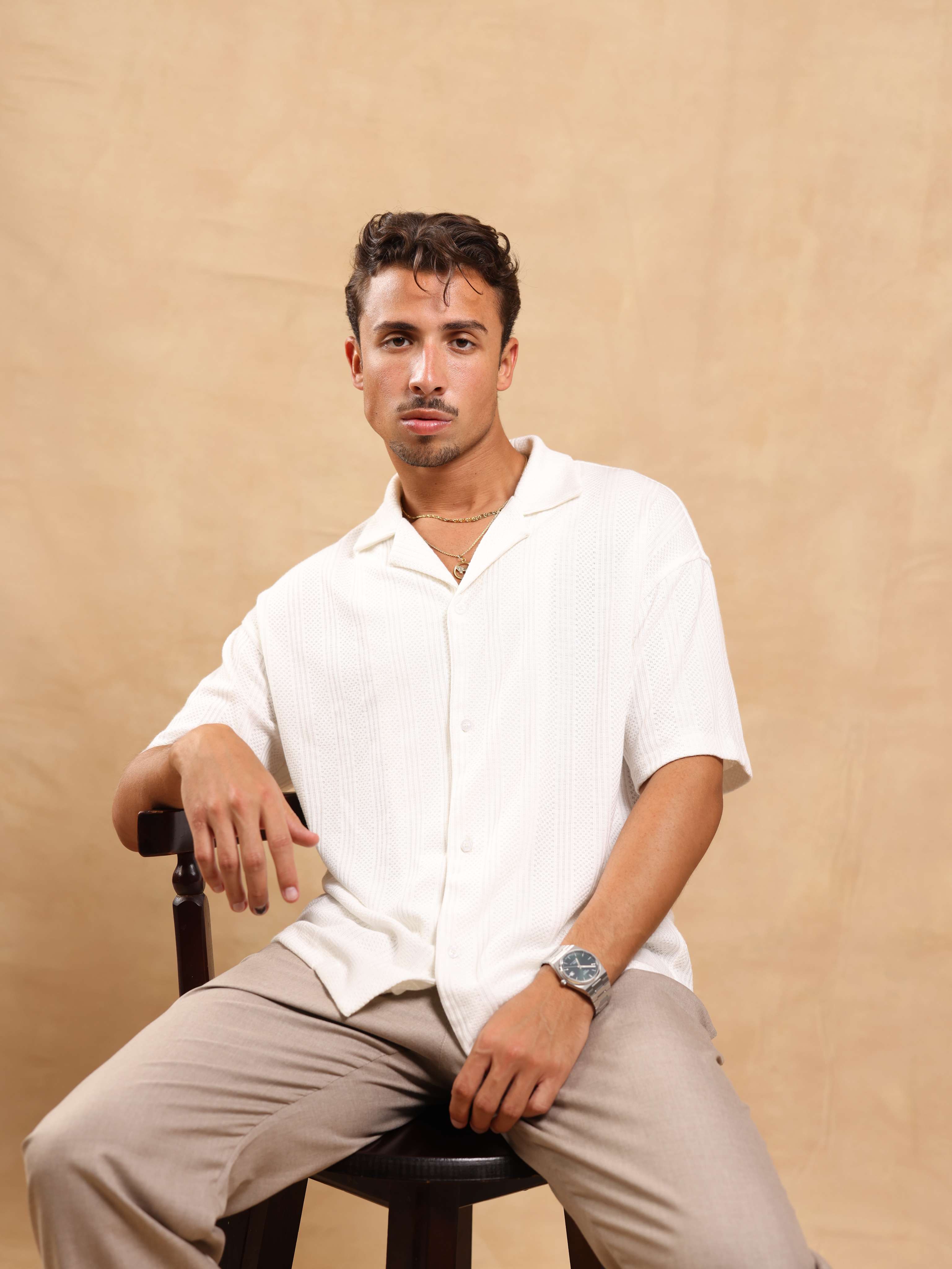 BUTTONED KNIT SHIRT - WHITE