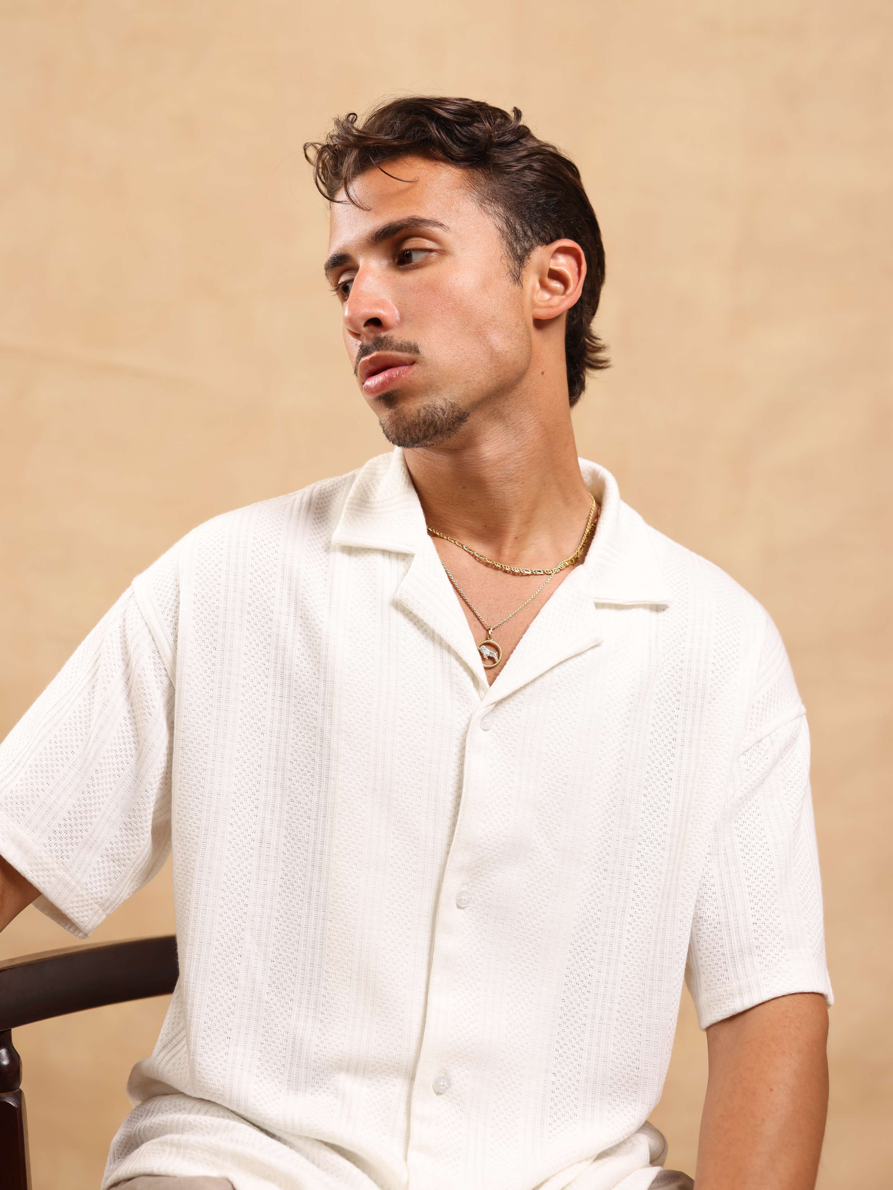 BUTTONED KNIT SHIRT - WHITE