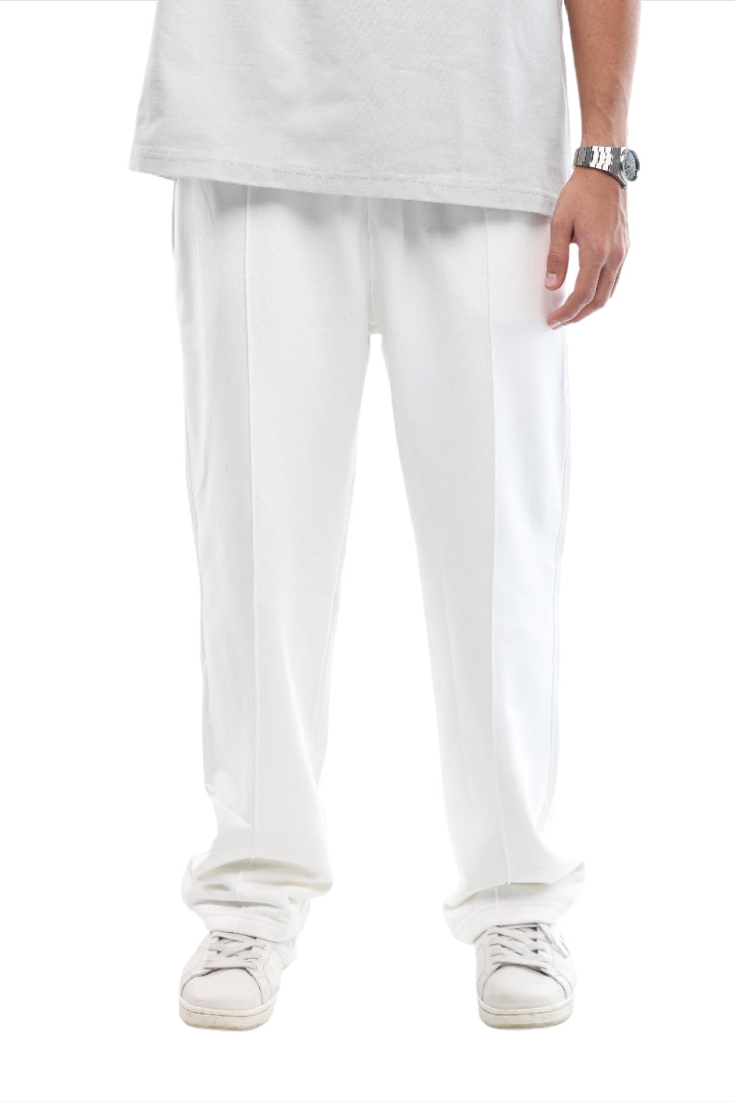 FRONT SEAM SWEATPANTS - WHITE