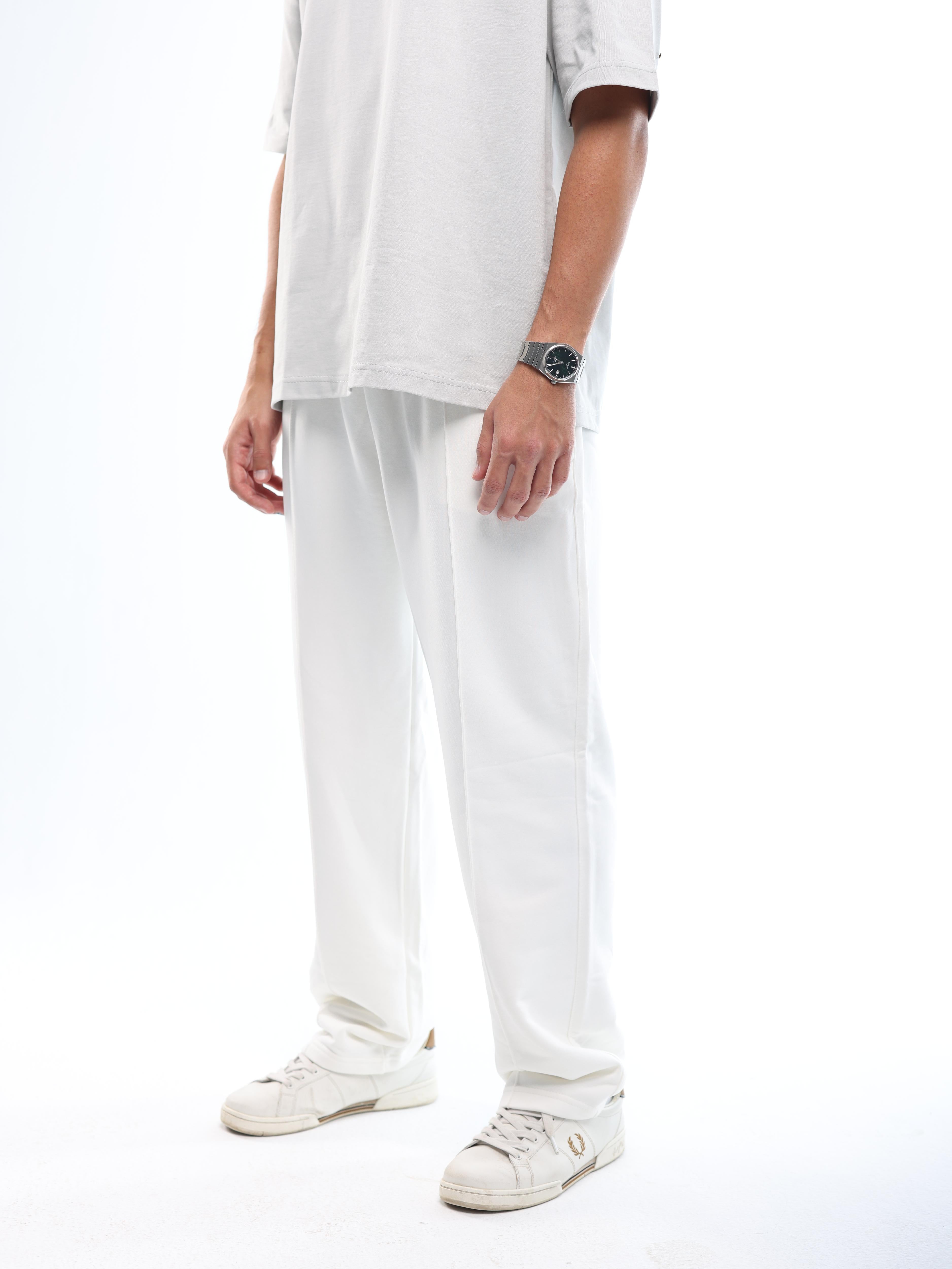 FRONT SEAM SWEATPANTS - WHITE