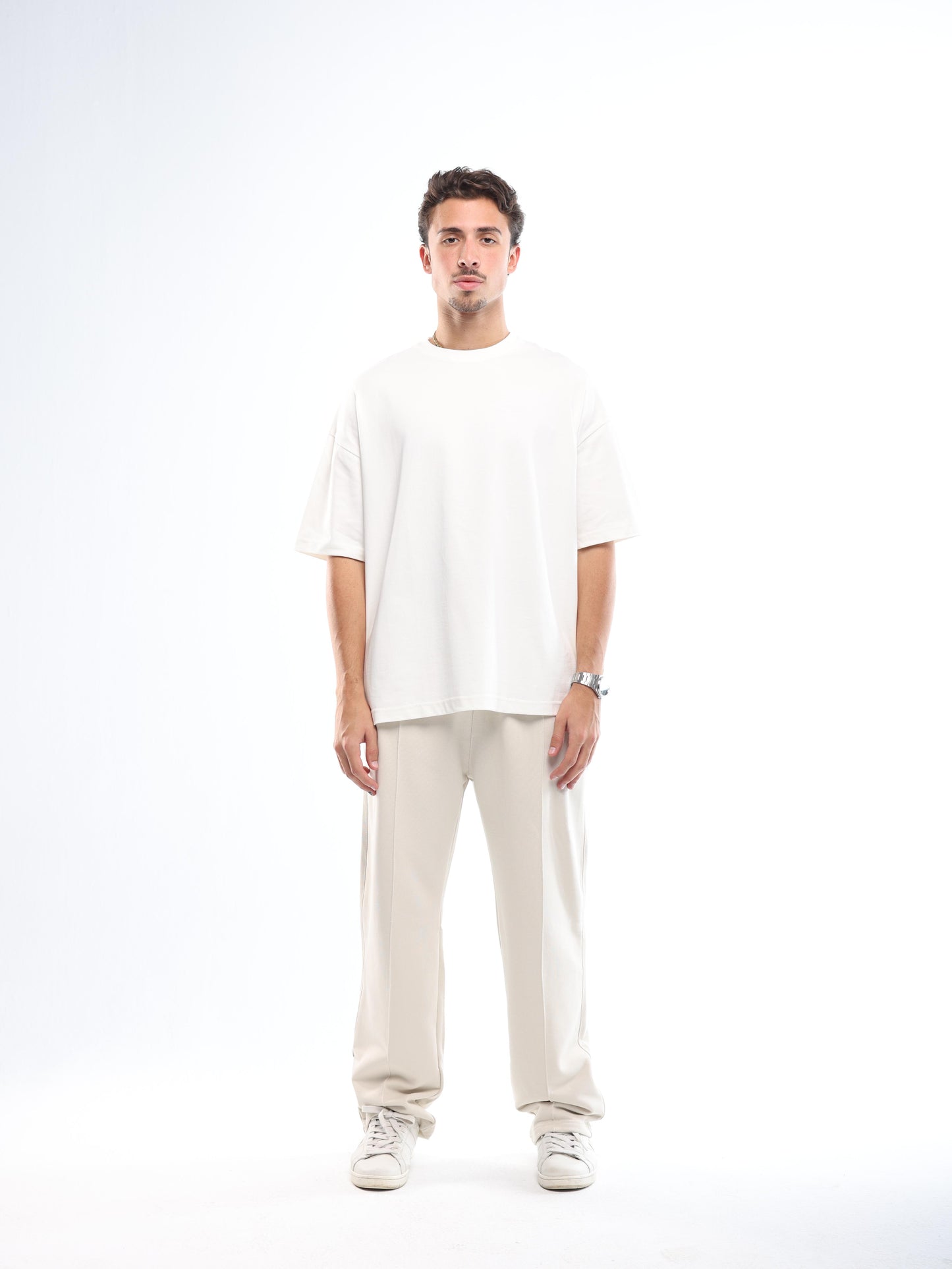 FRONT SEAM SWEATPANTS - CREAMY