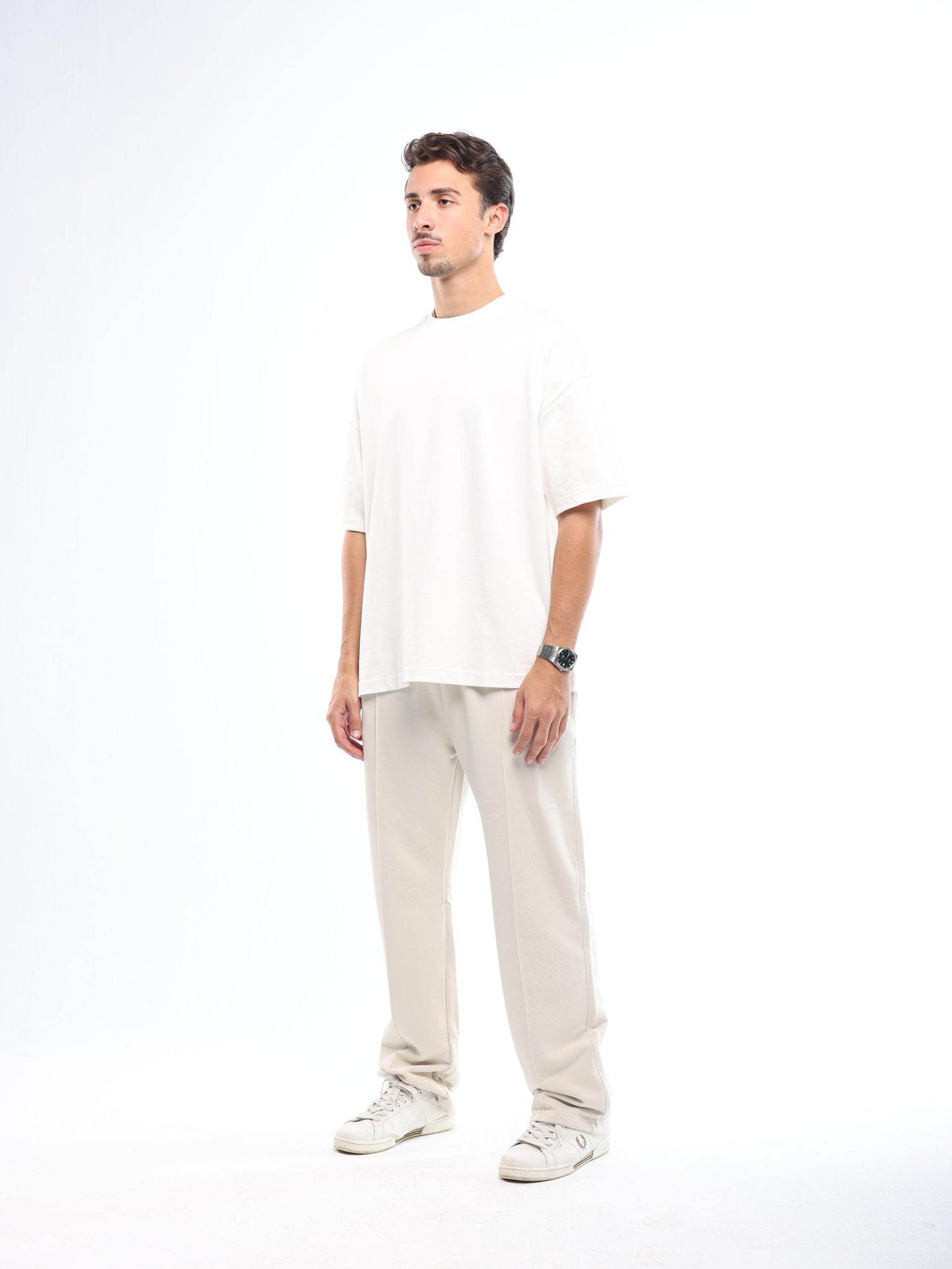 FRONT SEAM SWEATPANTS - CREAMY