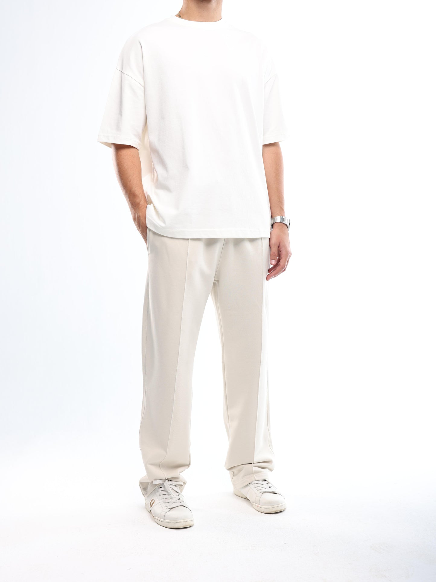 FRONT SEAM SWEATPANTS - CREAMY