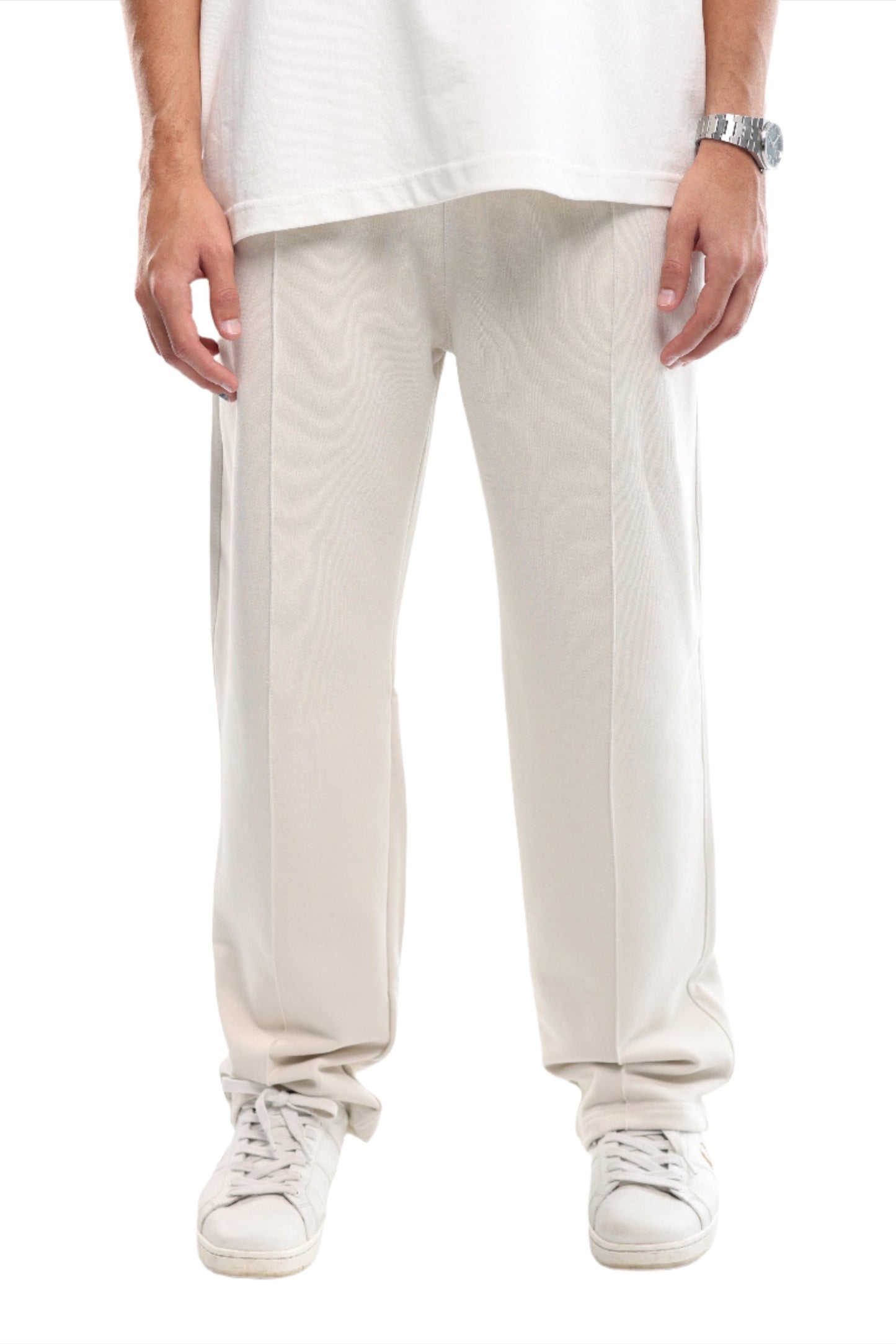 FRONT SEAM SWEATPANTS - CREAMY