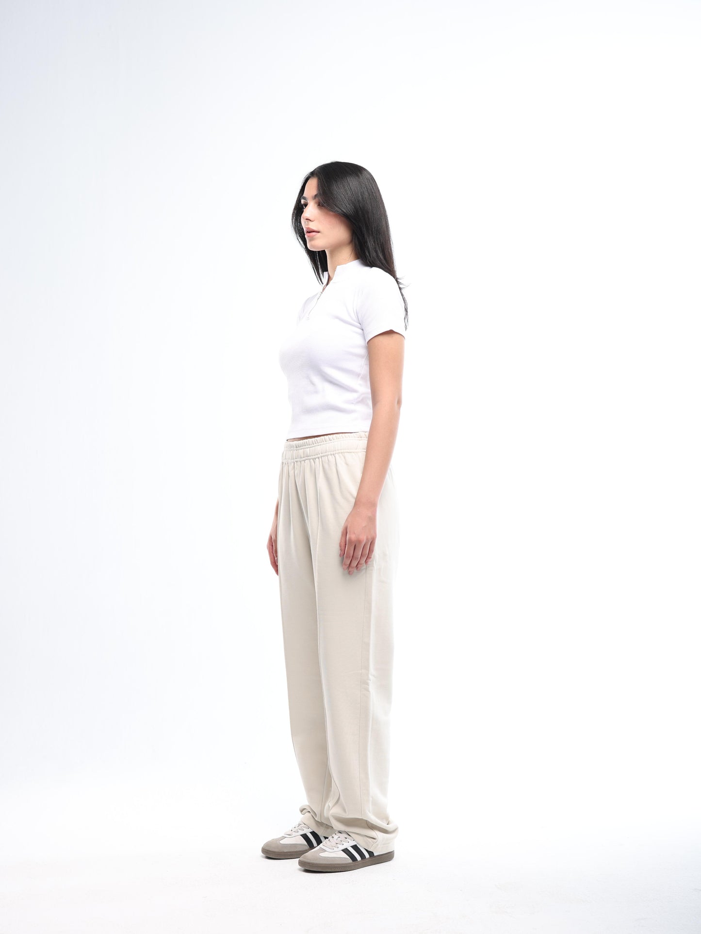 FRONT SEAM SWEATPANTS - CREAMY