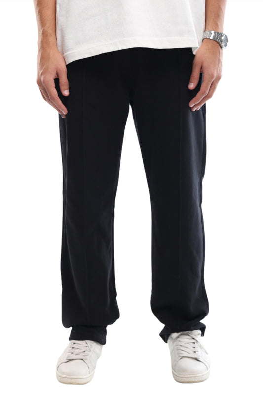 FRONT SEAM SWEATPANTS - BLACK