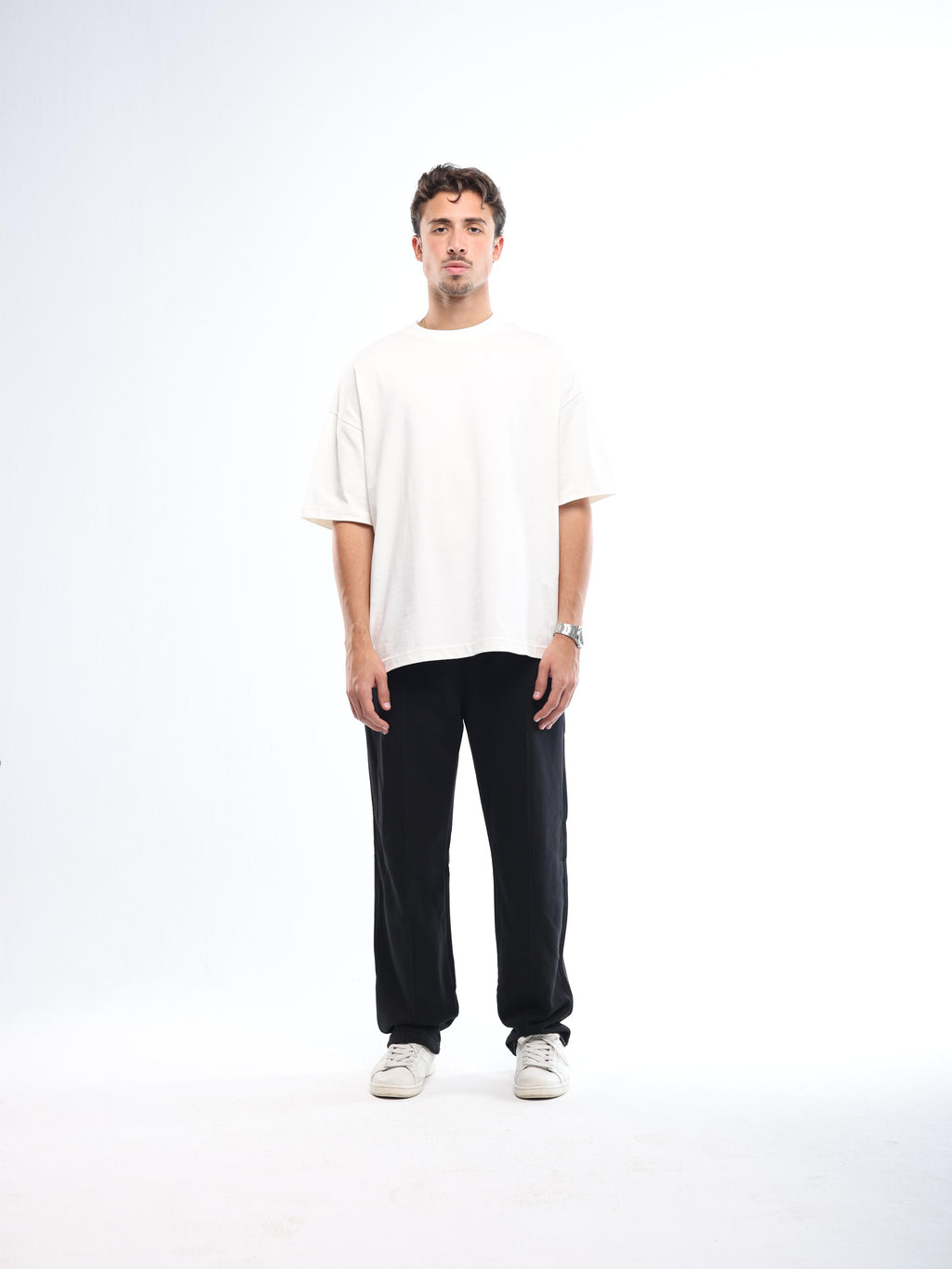 FRONT SEAM SWEATPANTS - BLACK