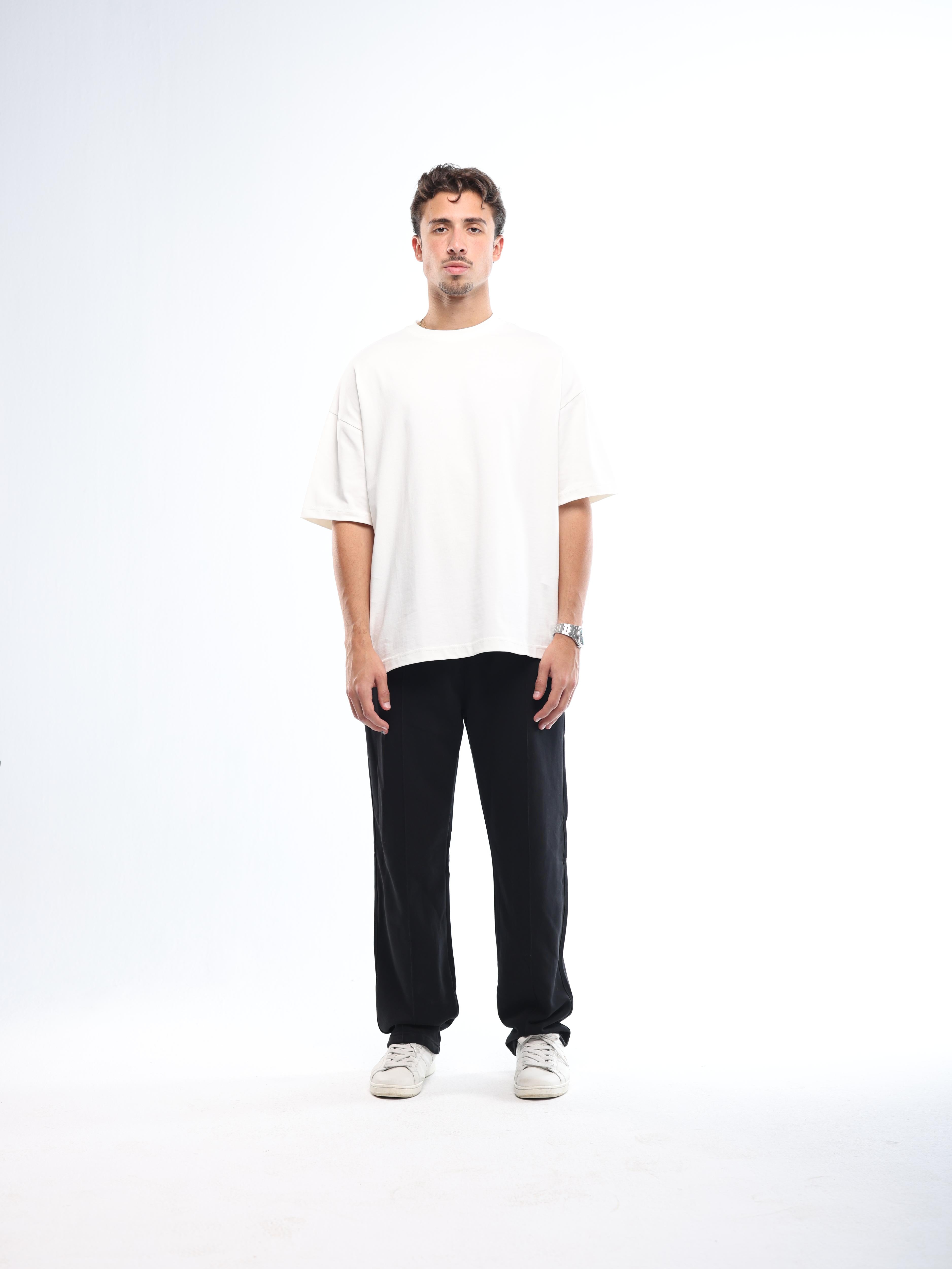 FRONT SEAM SWEATPANTS - BLACK