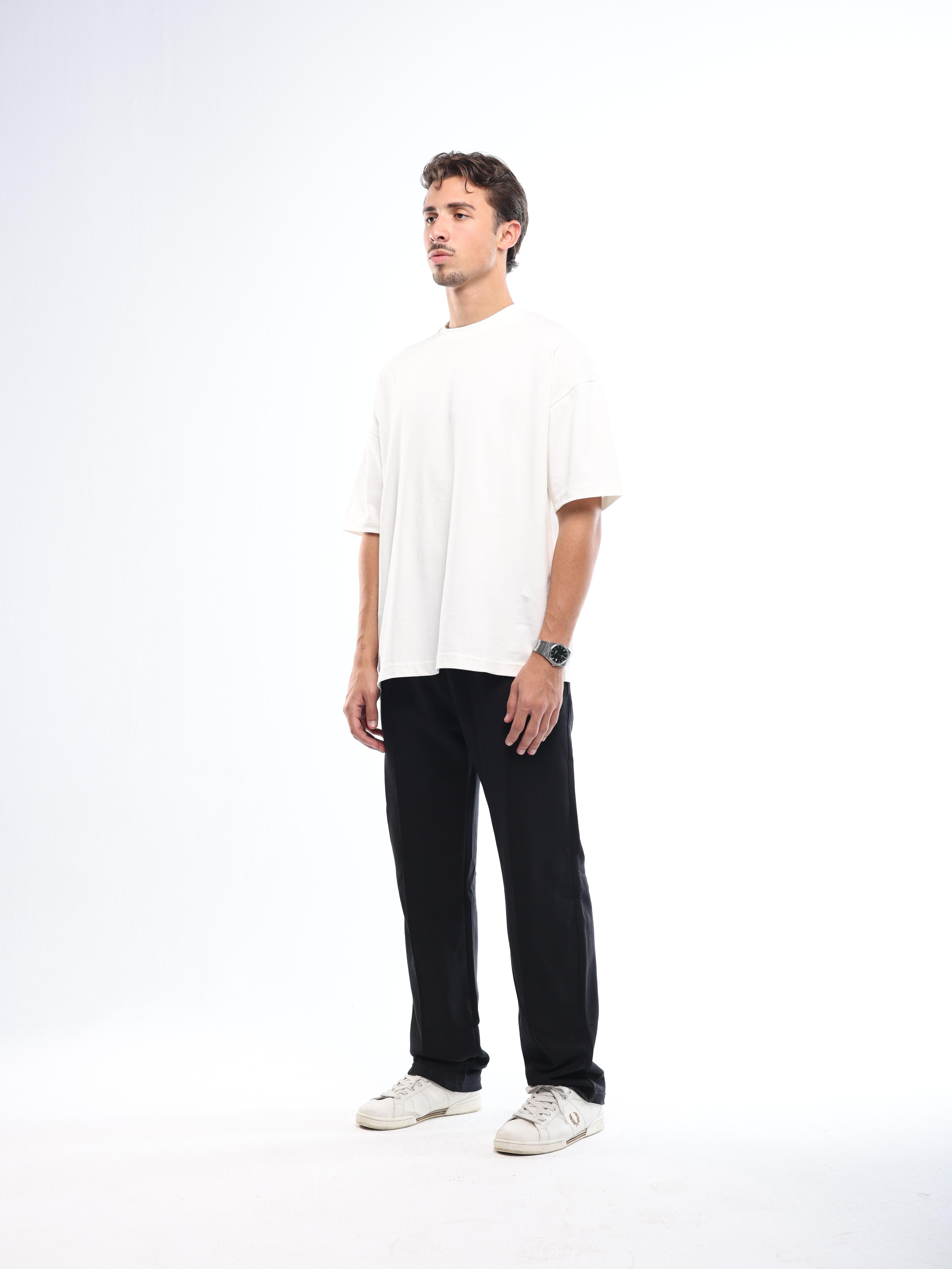 FRONT SEAM SWEATPANTS - BLACK
