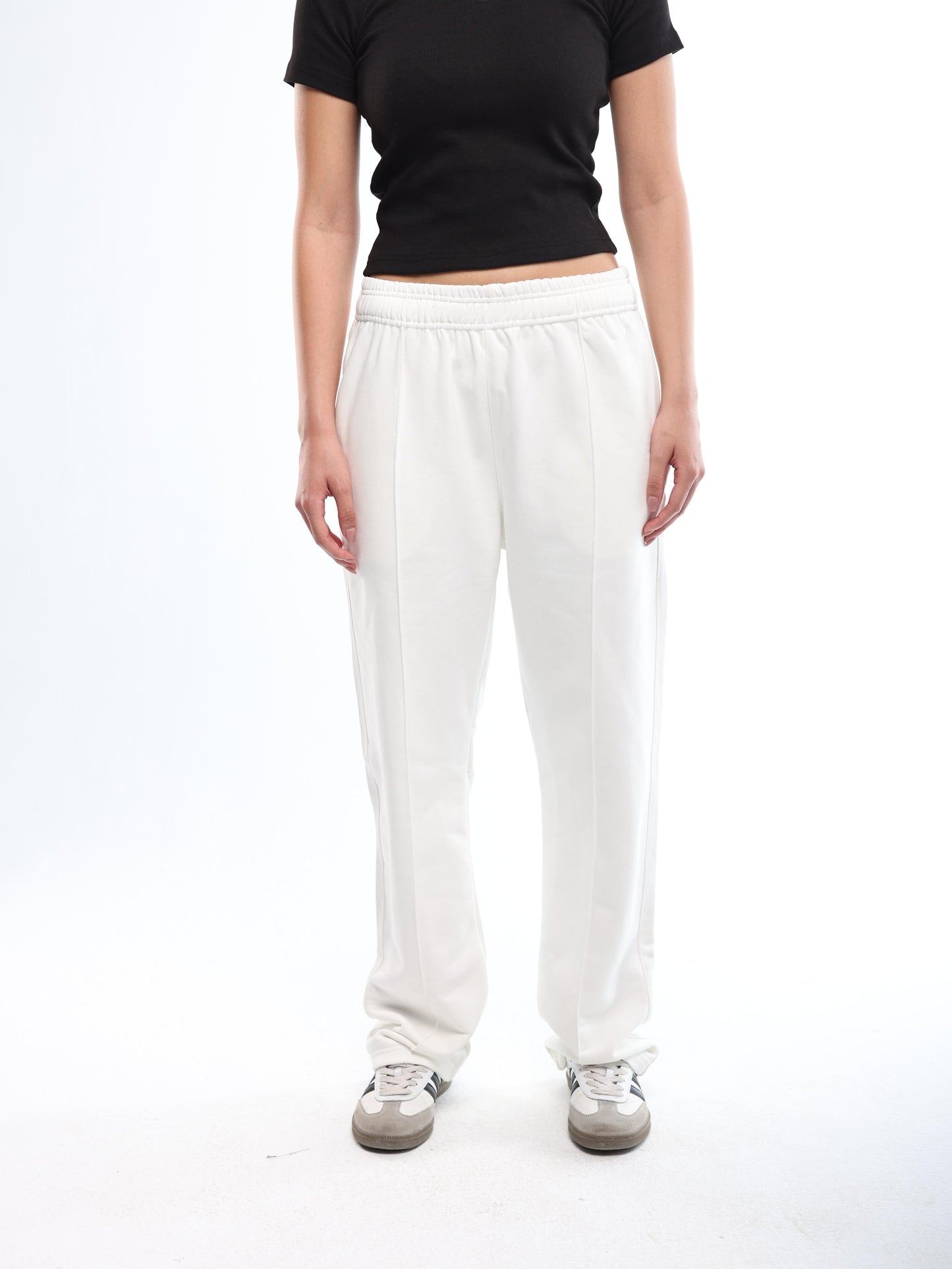 FRONT SEAM SWEATPANTS - WHITE