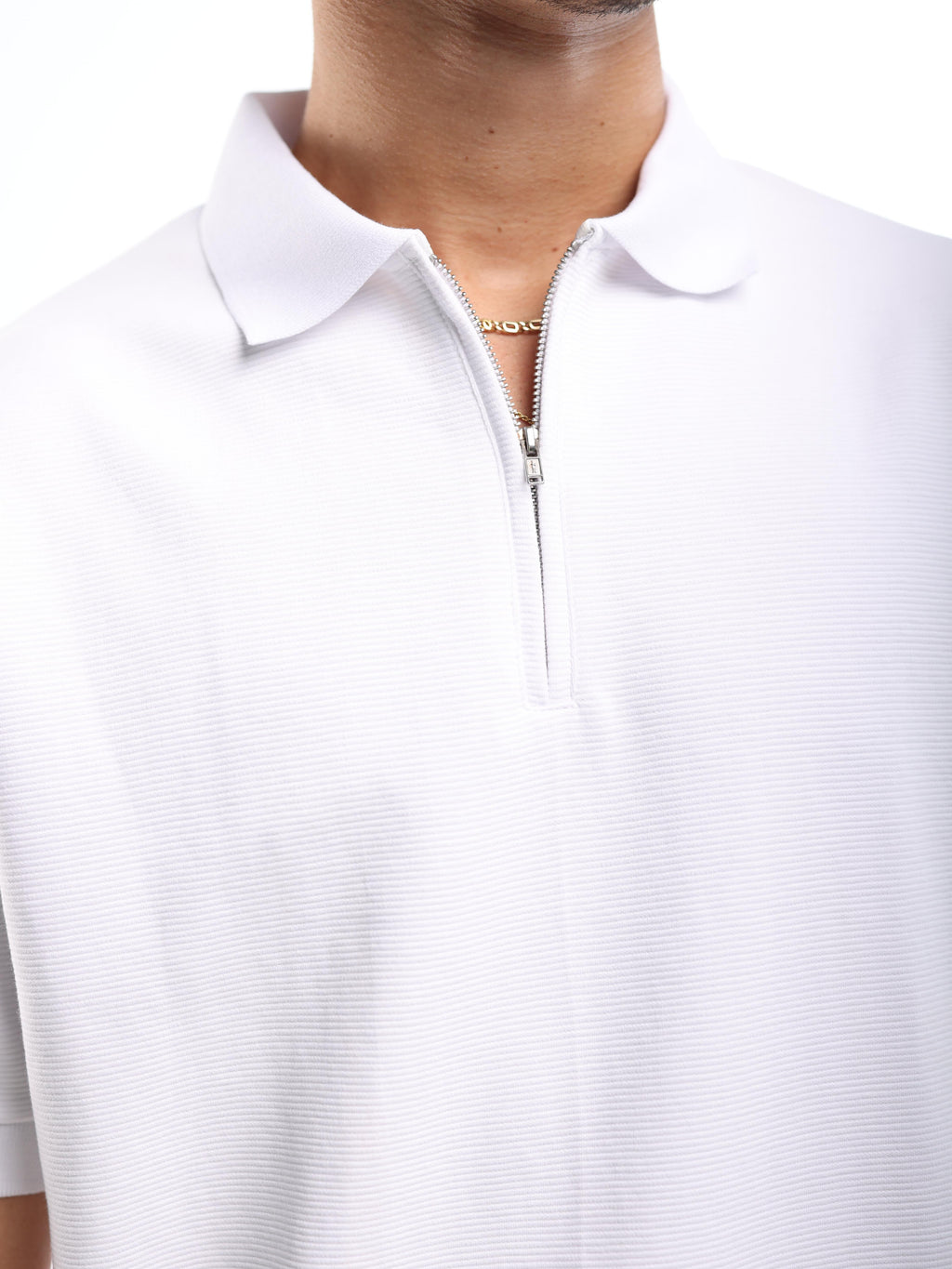 WHITE QUARTER ZIP SHIRT