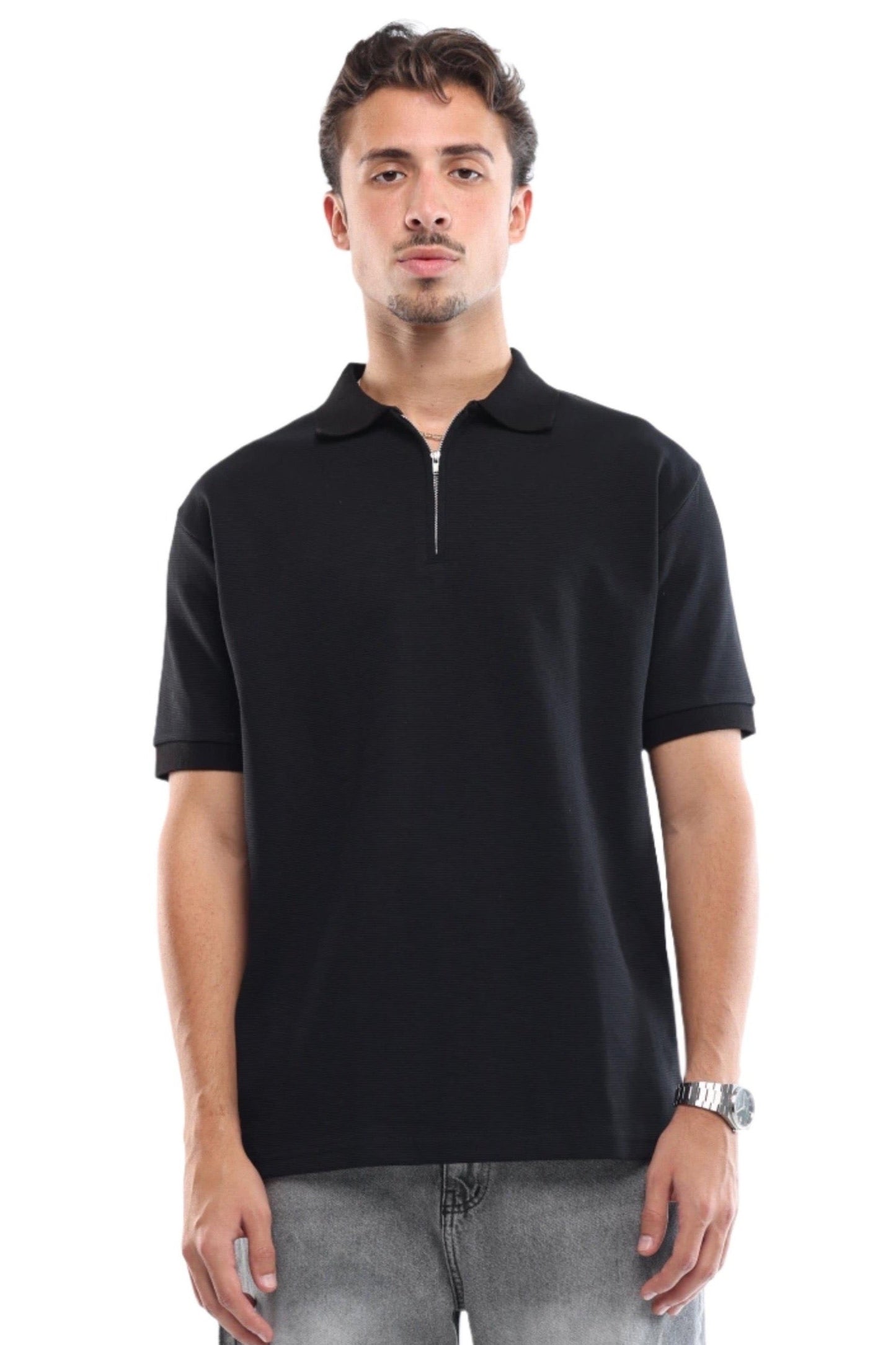 BLACK QUARTER ZIP SHIRT