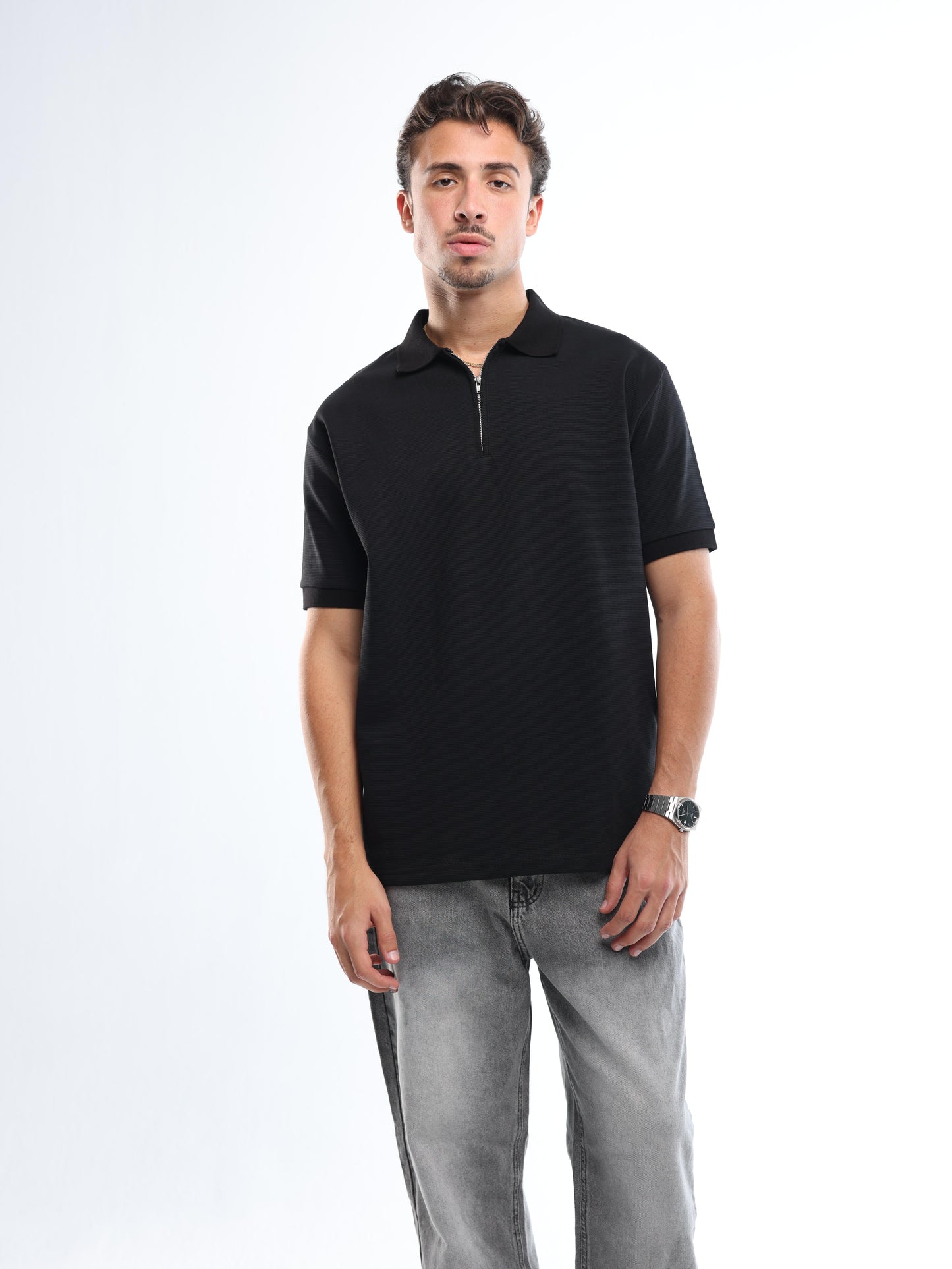 BLACK QUARTER ZIP SHIRT