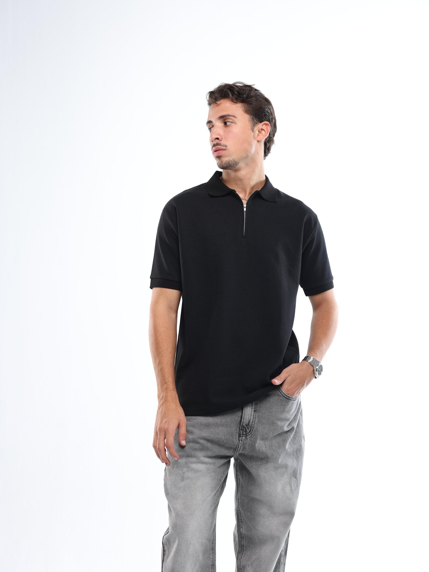 BLACK QUARTER ZIP SHIRT