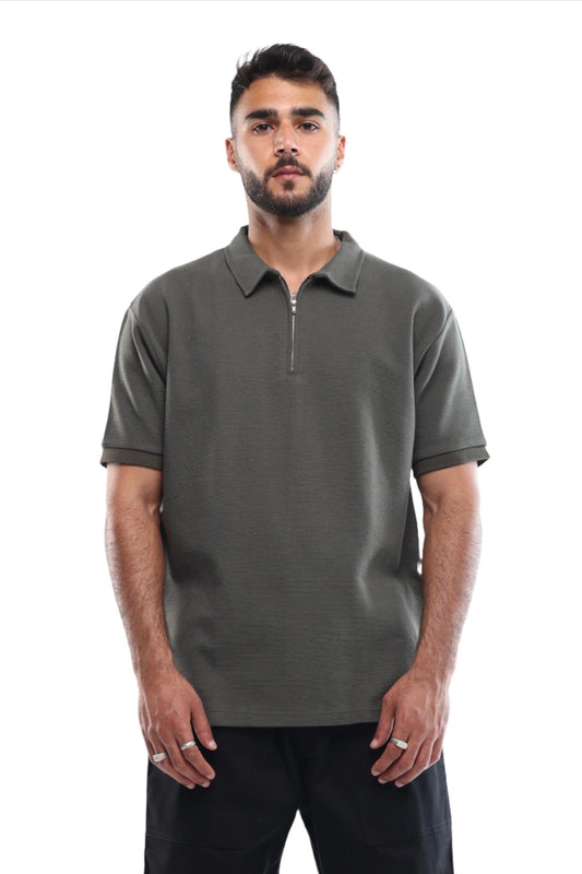 OLIVE QUARTER ZIP SHIRT