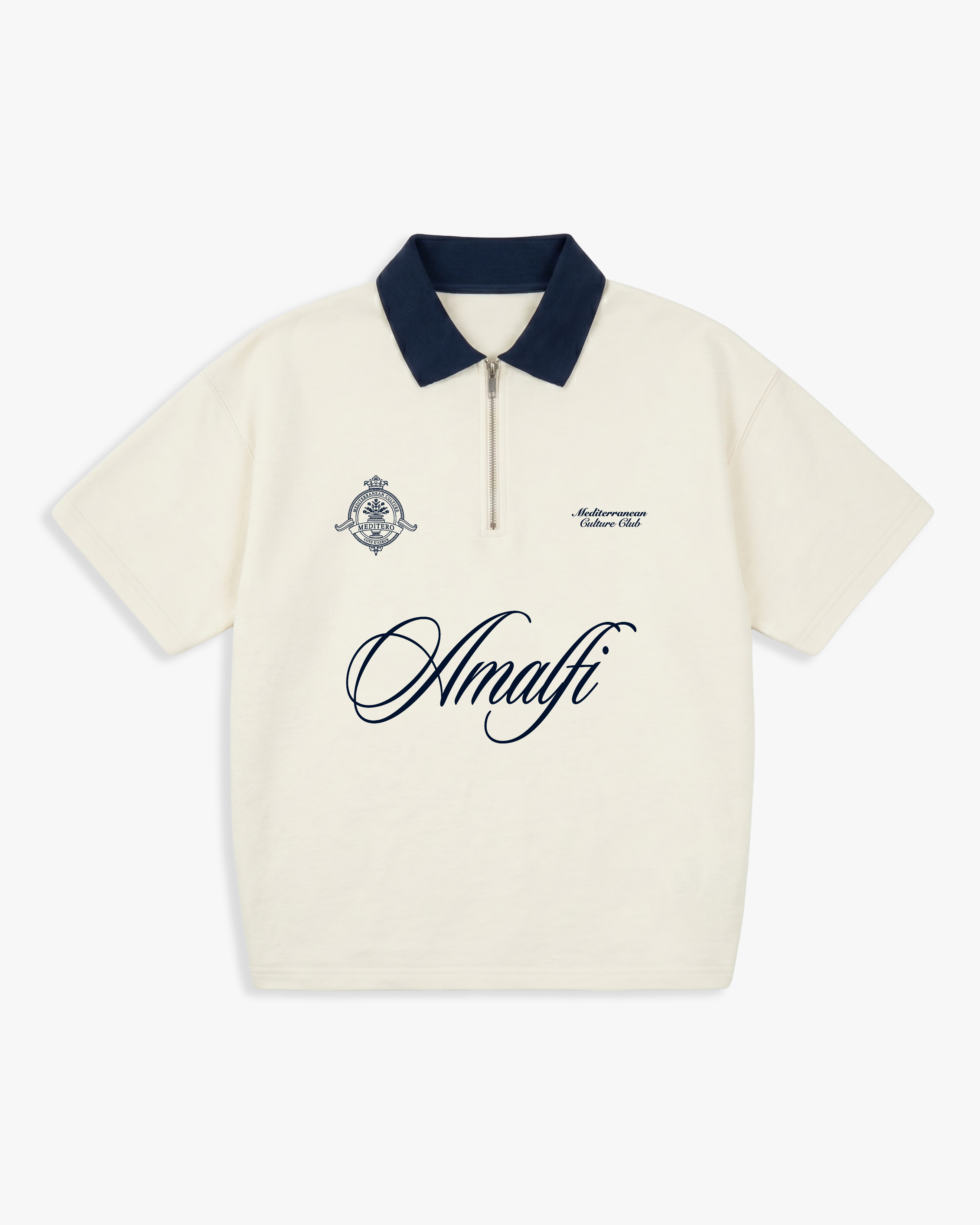 AMALFI WHITE ZIP POLO