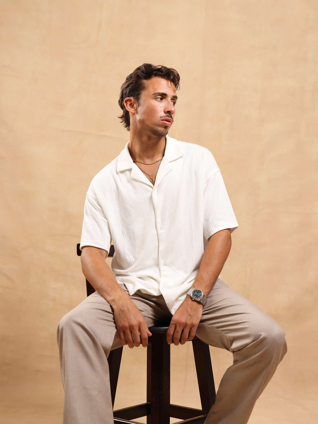 BUTTONED KNIT SHIRT - WHITE