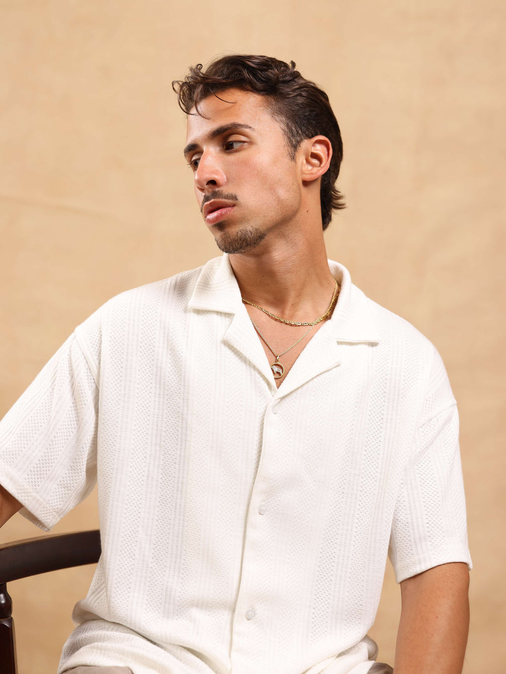 BUTTONED KNIT SHIRT - WHITE
