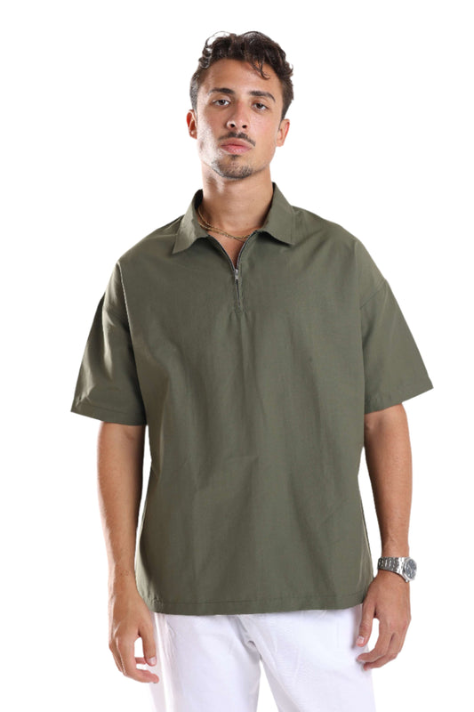 HALF ZIP SHIRT - OLIVE