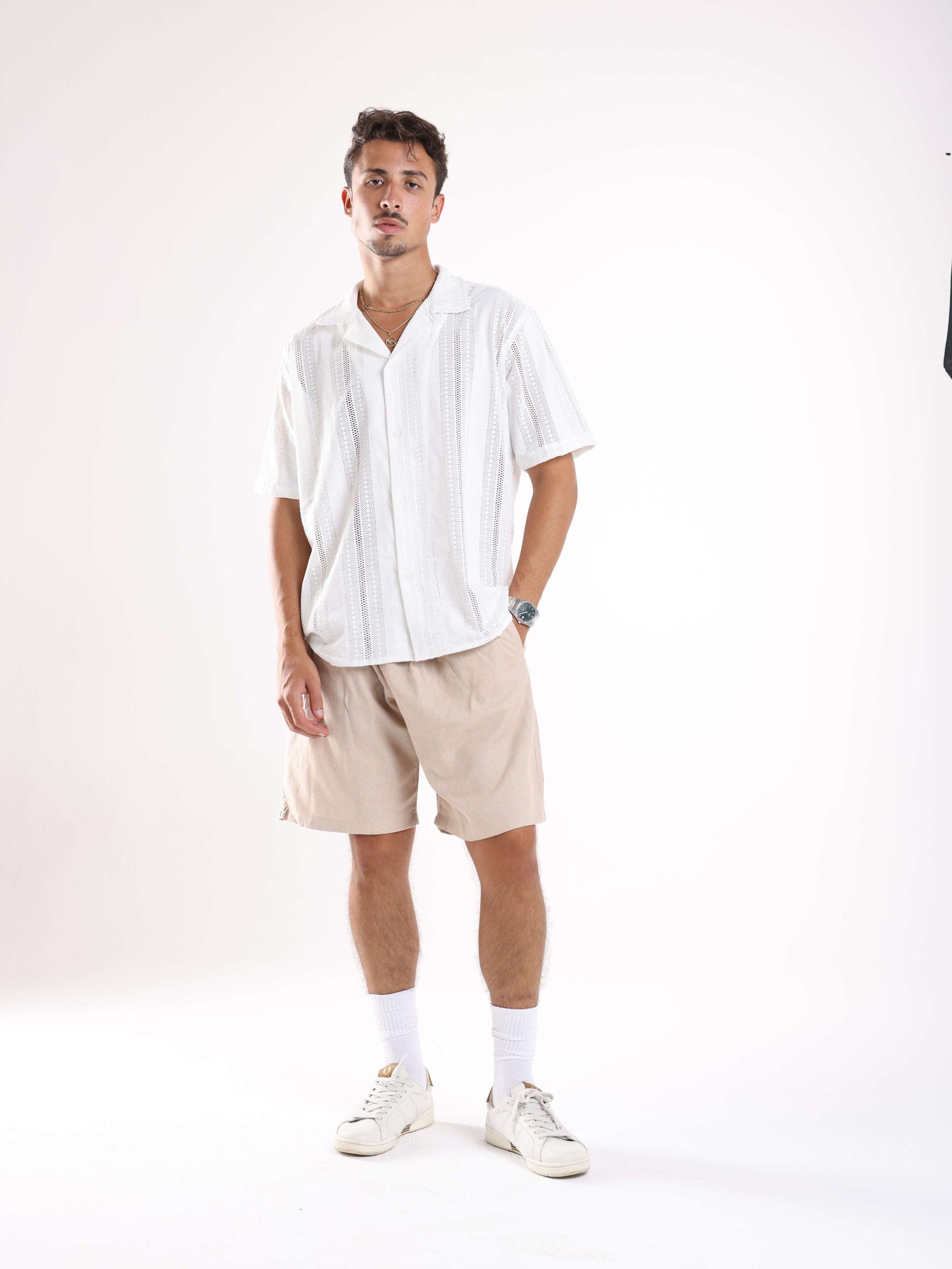 LINEN SHORTS - BEIGE