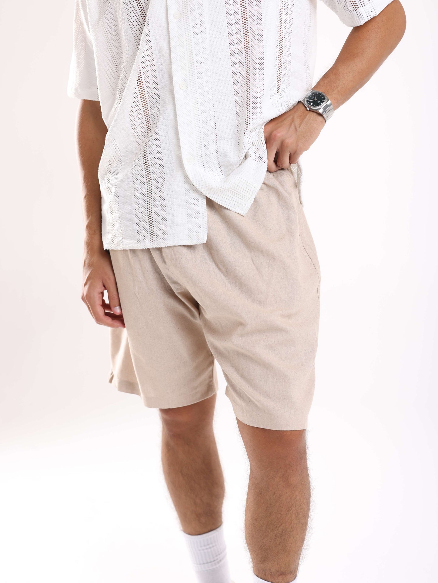 LINEN SHORTS - BEIGE