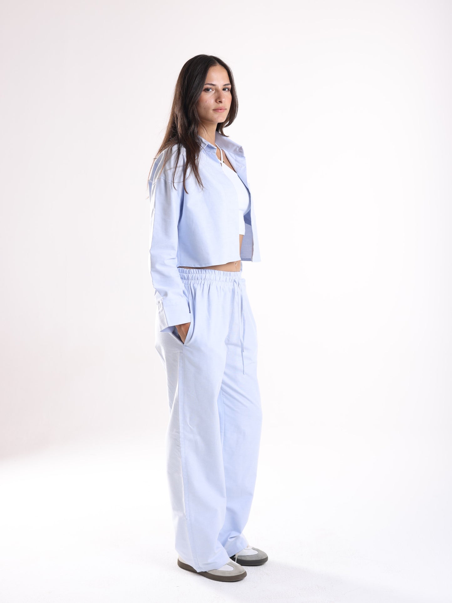 WOMENS LINEN PANTS - BLUE