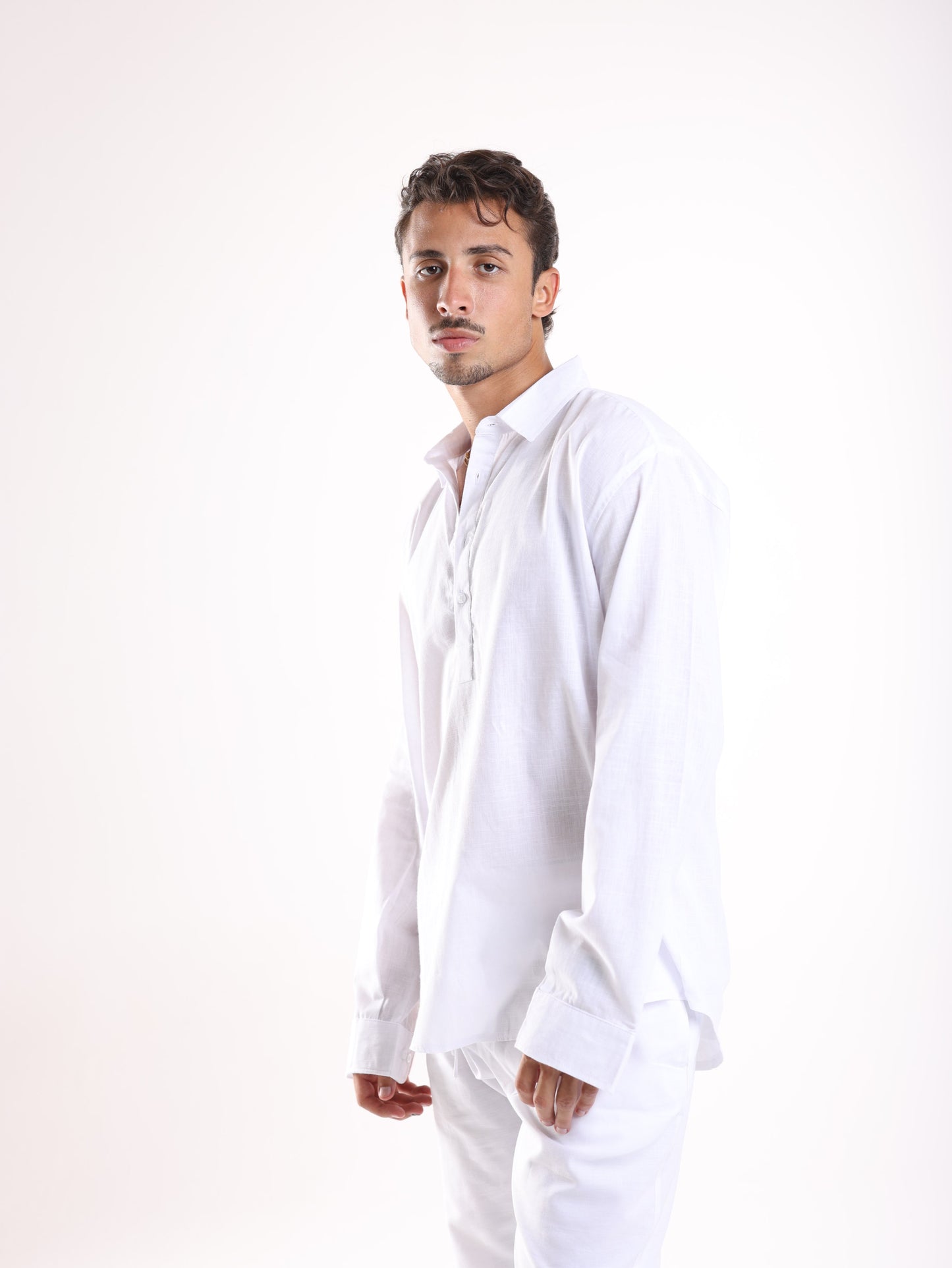 HALF BUTTONED SHIRT - WHITE