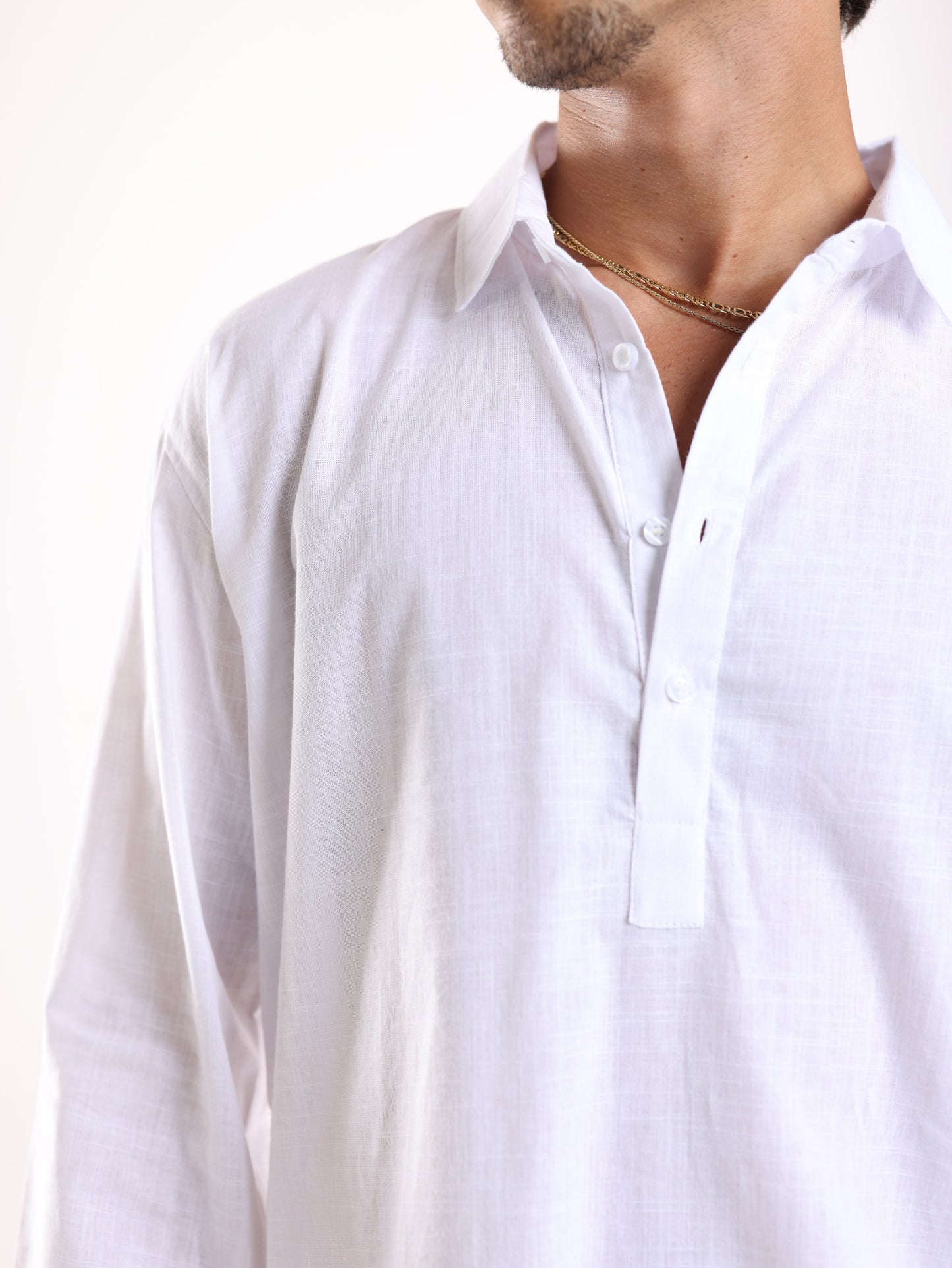 HALF BUTTONED SHIRT - WHITE