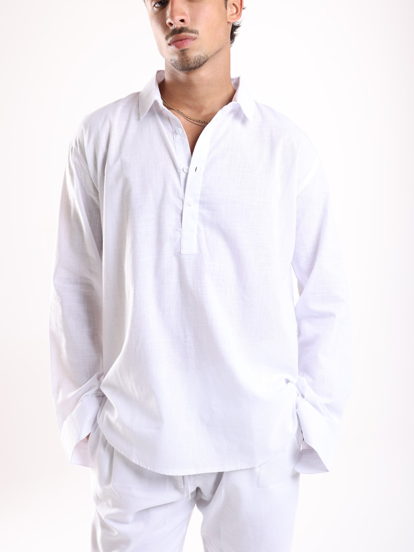 HALF BUTTONED SHIRT - WHITE