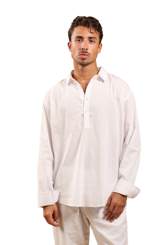 HALF BUTTONED SHIRT - WHITE