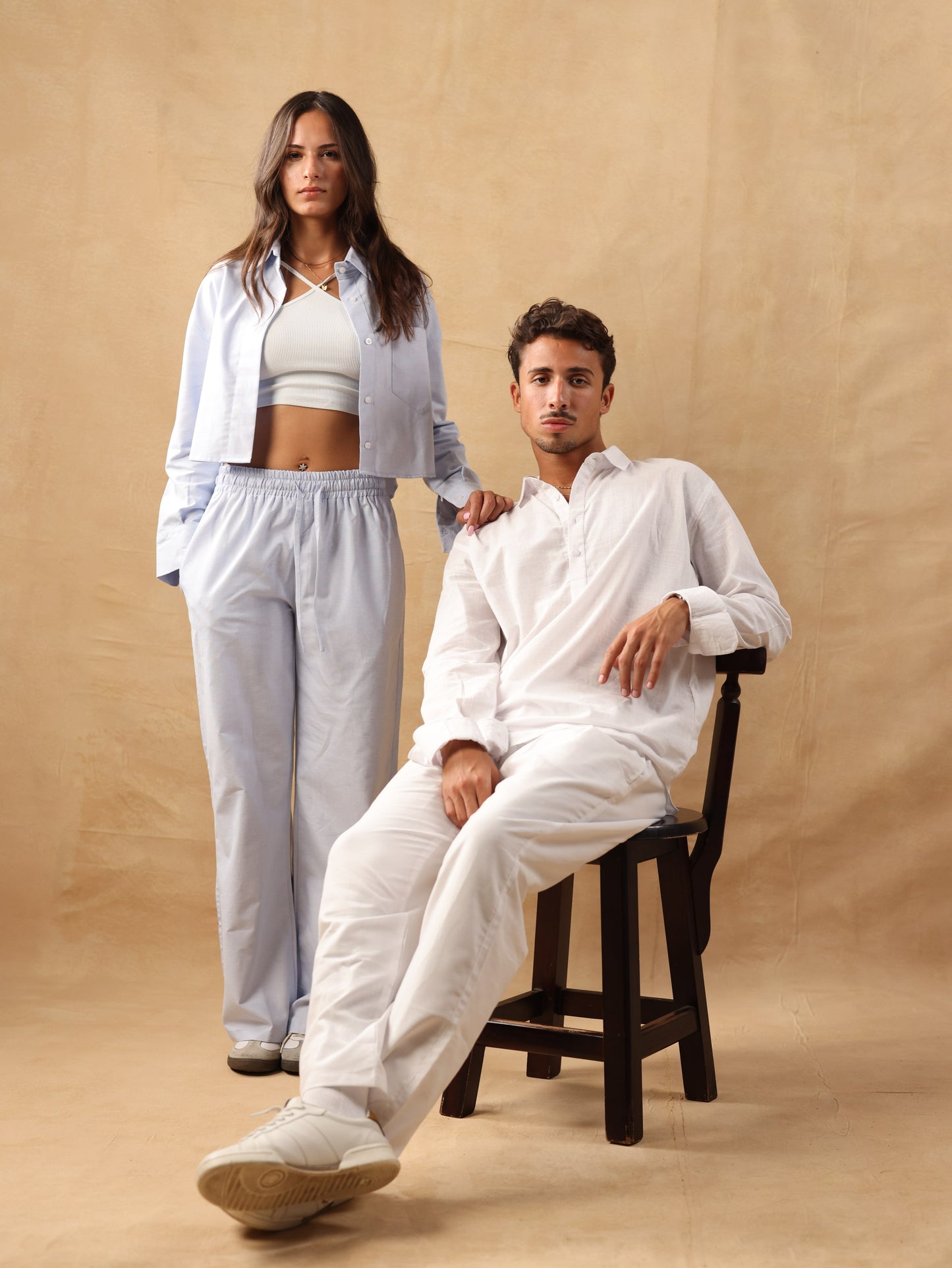 WOMENS LINEN PANTS - BLUE