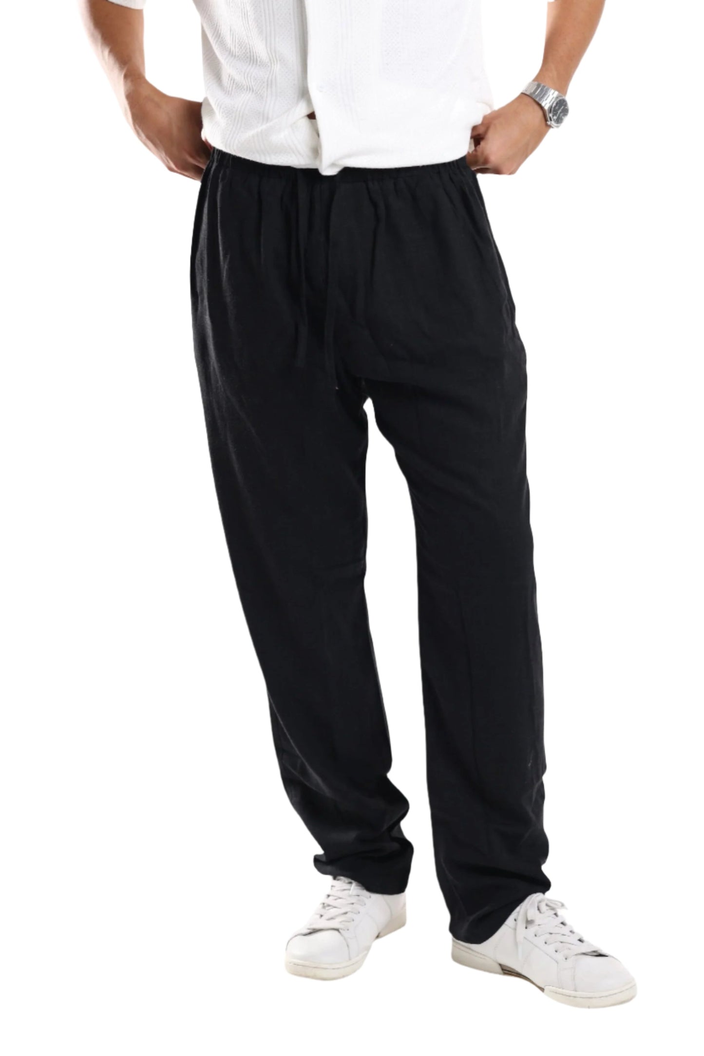 MENS LINEN PANTS - BLACK