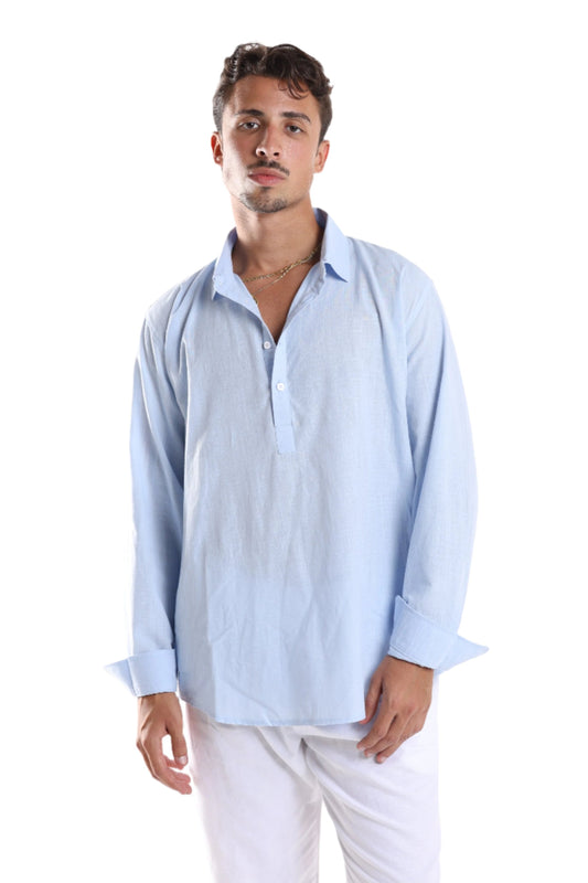 HALF BUTTONED SHIRT - BLUE