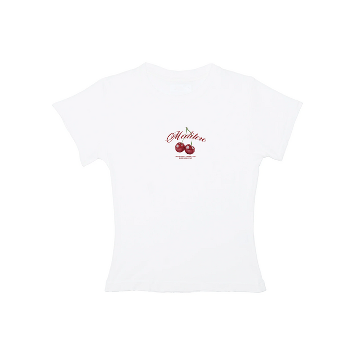 CHERRY BABY TEE - WHITE