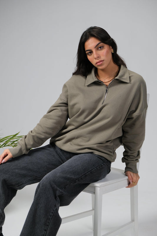 Olive Collared Sweater