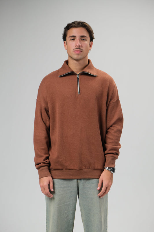 Brown Half Zip Sweater