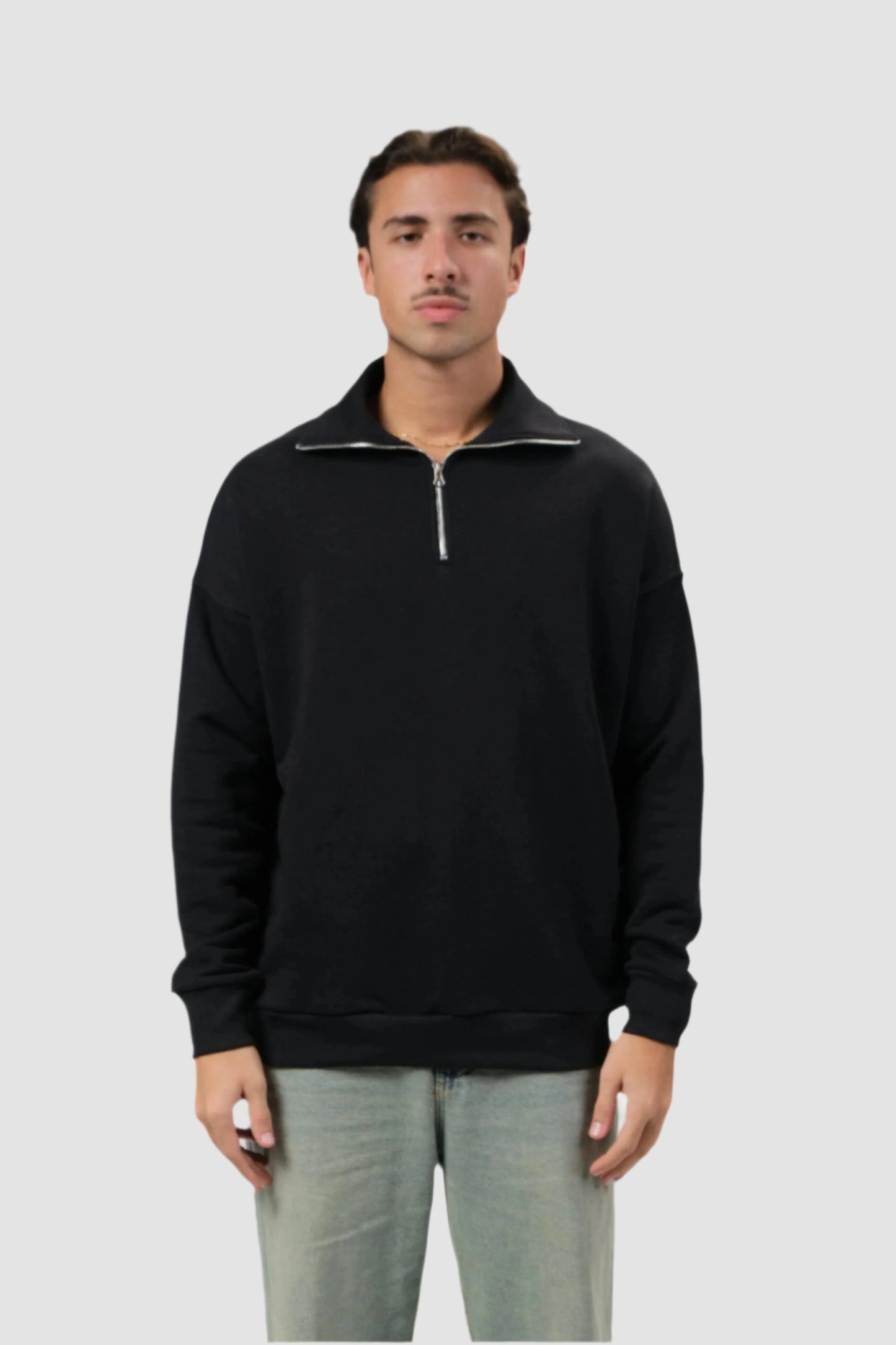 HALF ZIP SWEATER - BLACK