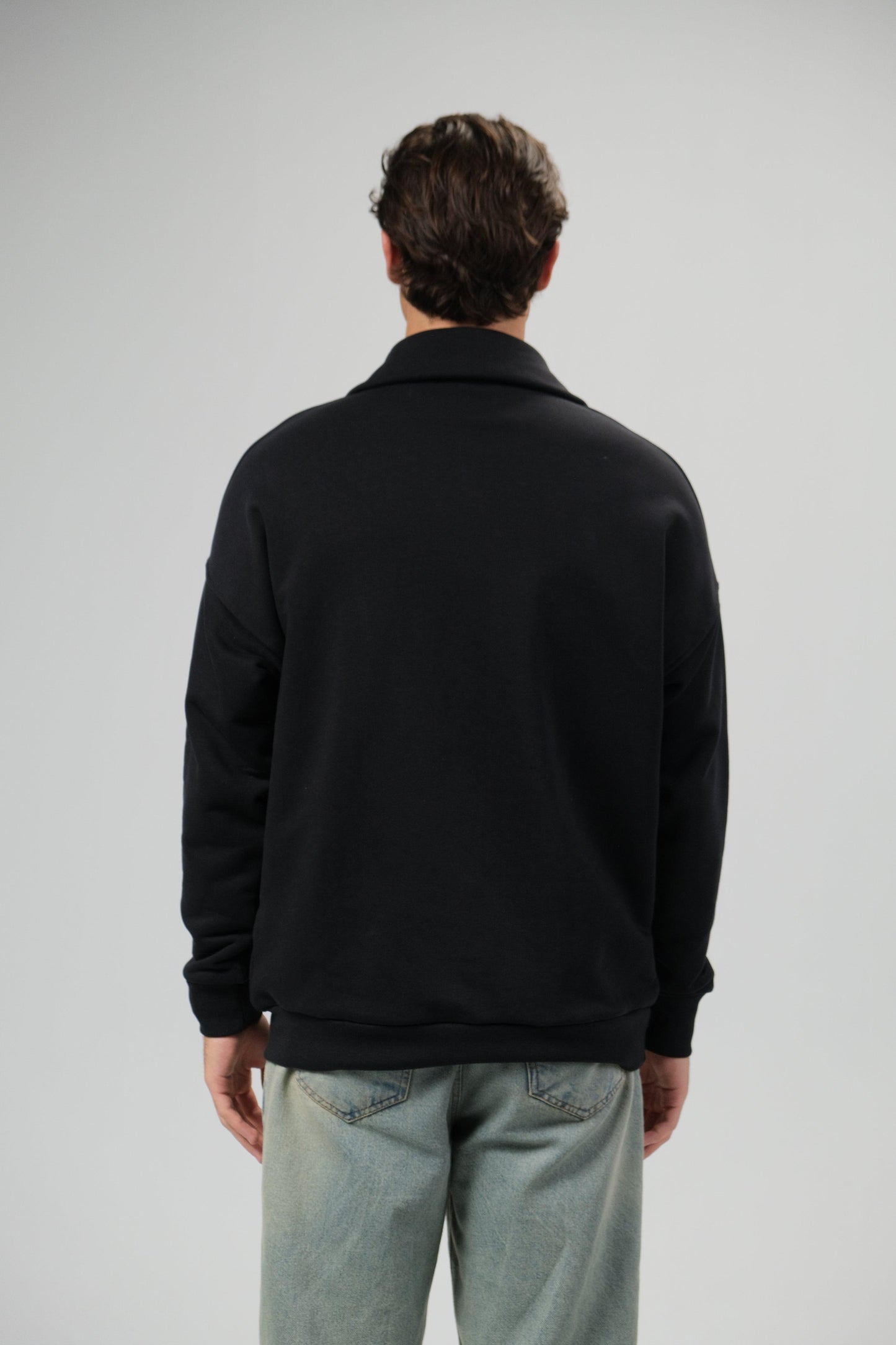 HALF ZIP SWEATER - BLACK