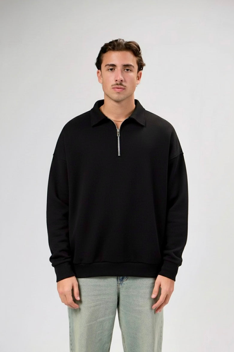 COLLARED SWEATER - BLACK