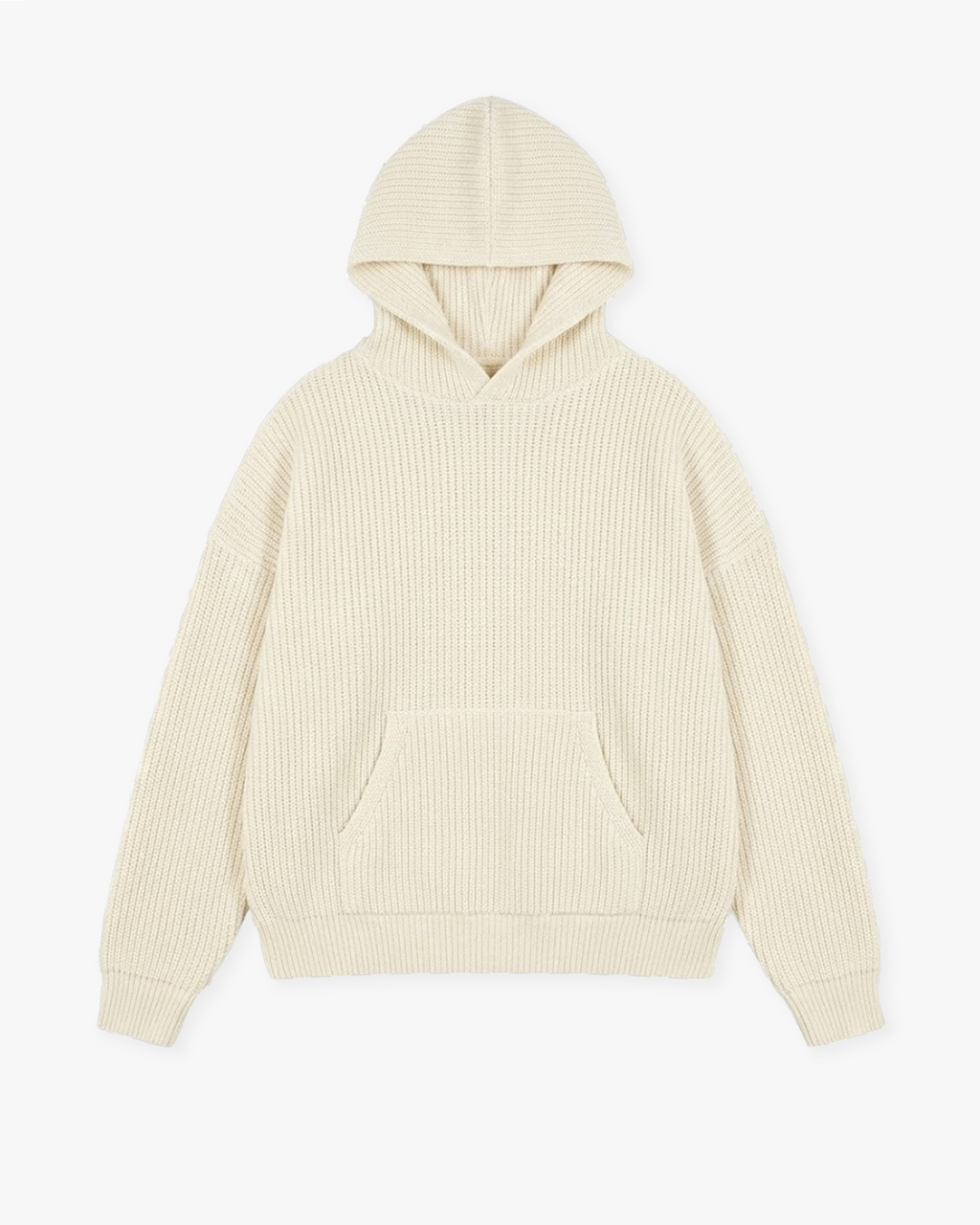 KNITTED HOODIE - WHITE