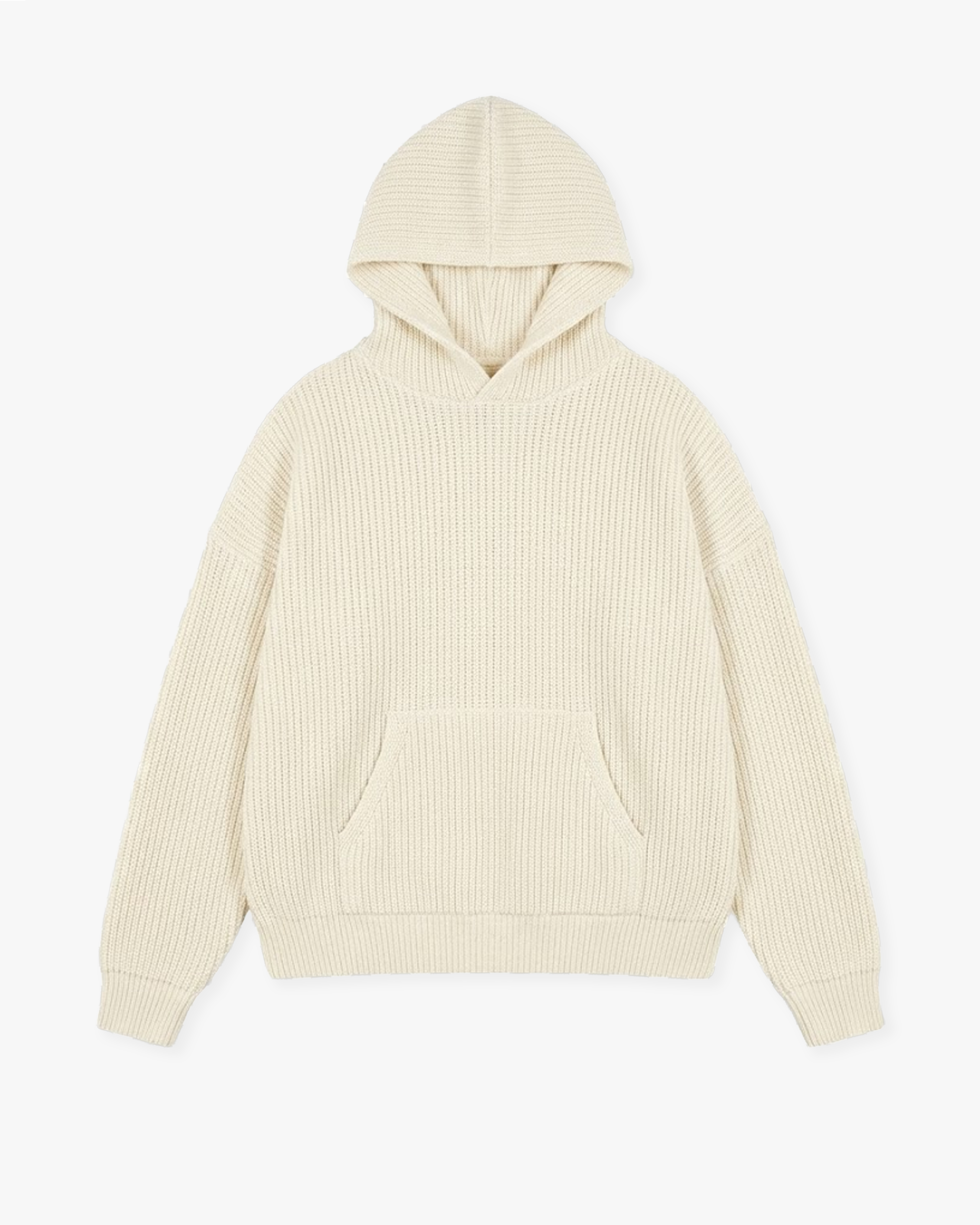 KNITTED HOODIE - WHITE