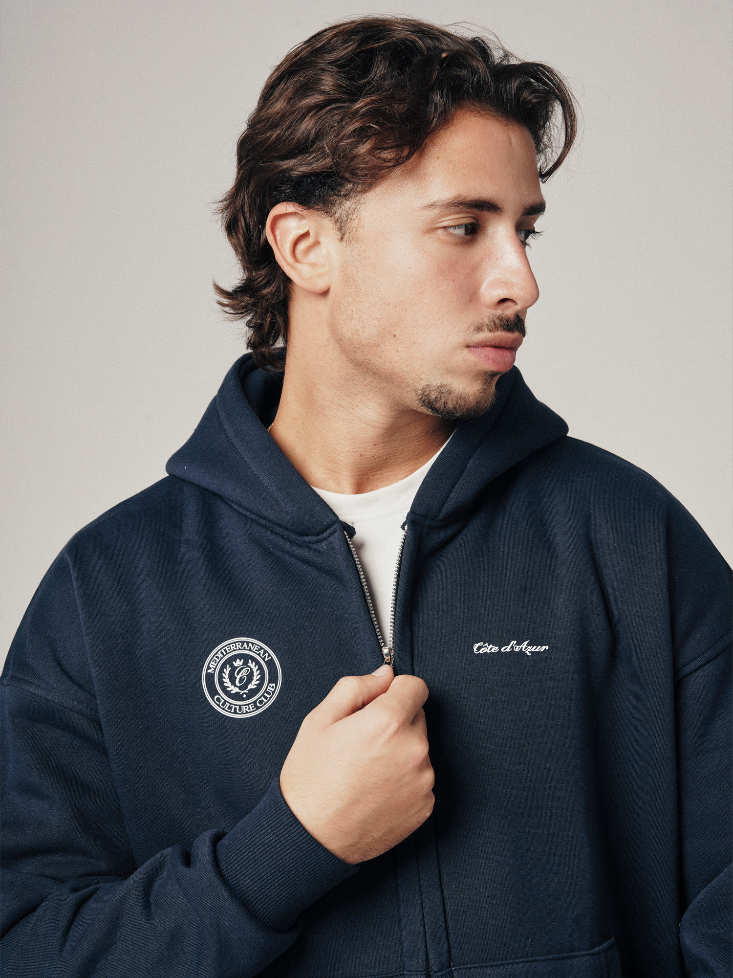 MEDITERO ZIPUP HOODIE - NAVY
