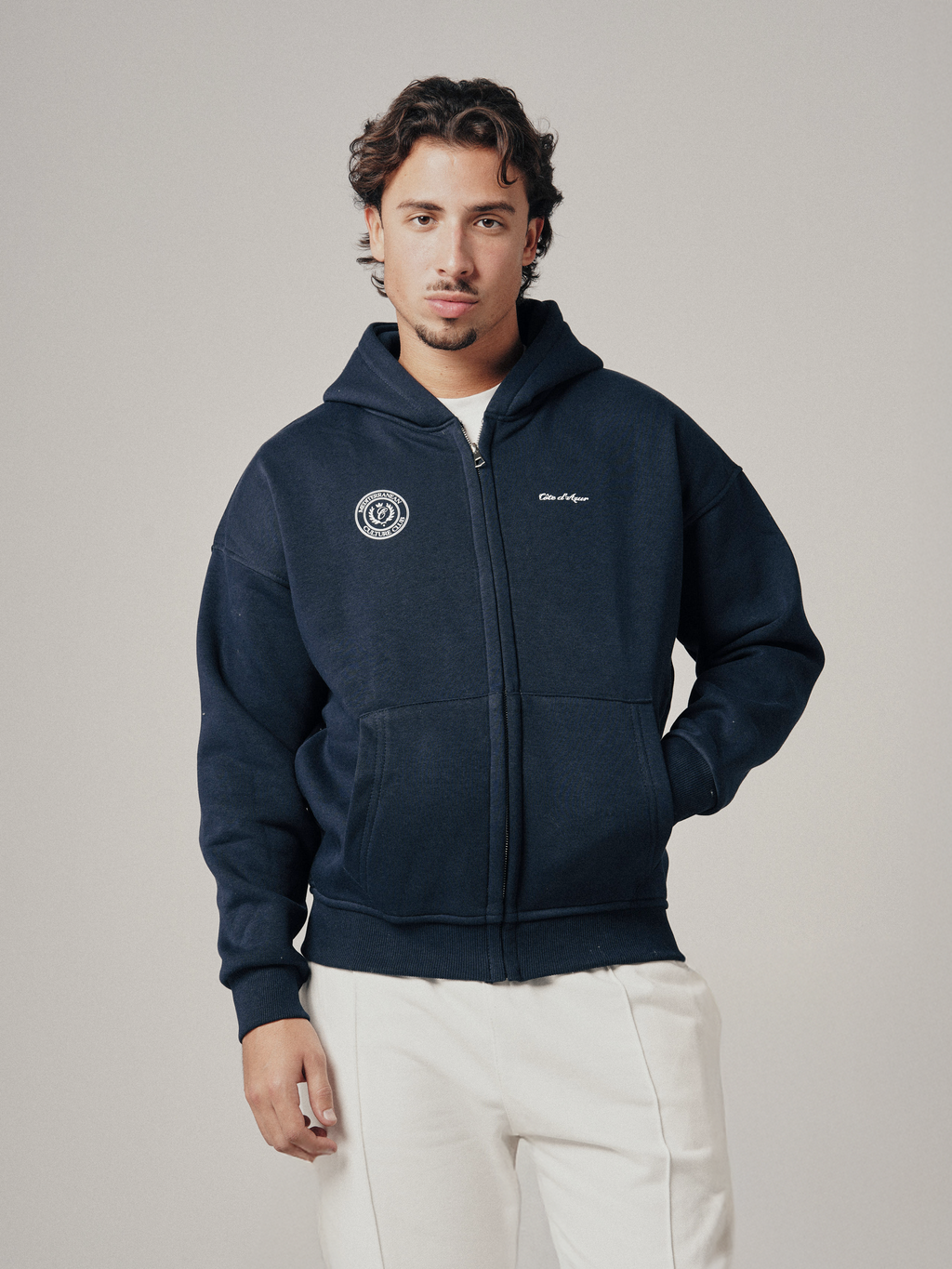 MEDITERO ZIPUP HOODIE - NAVY