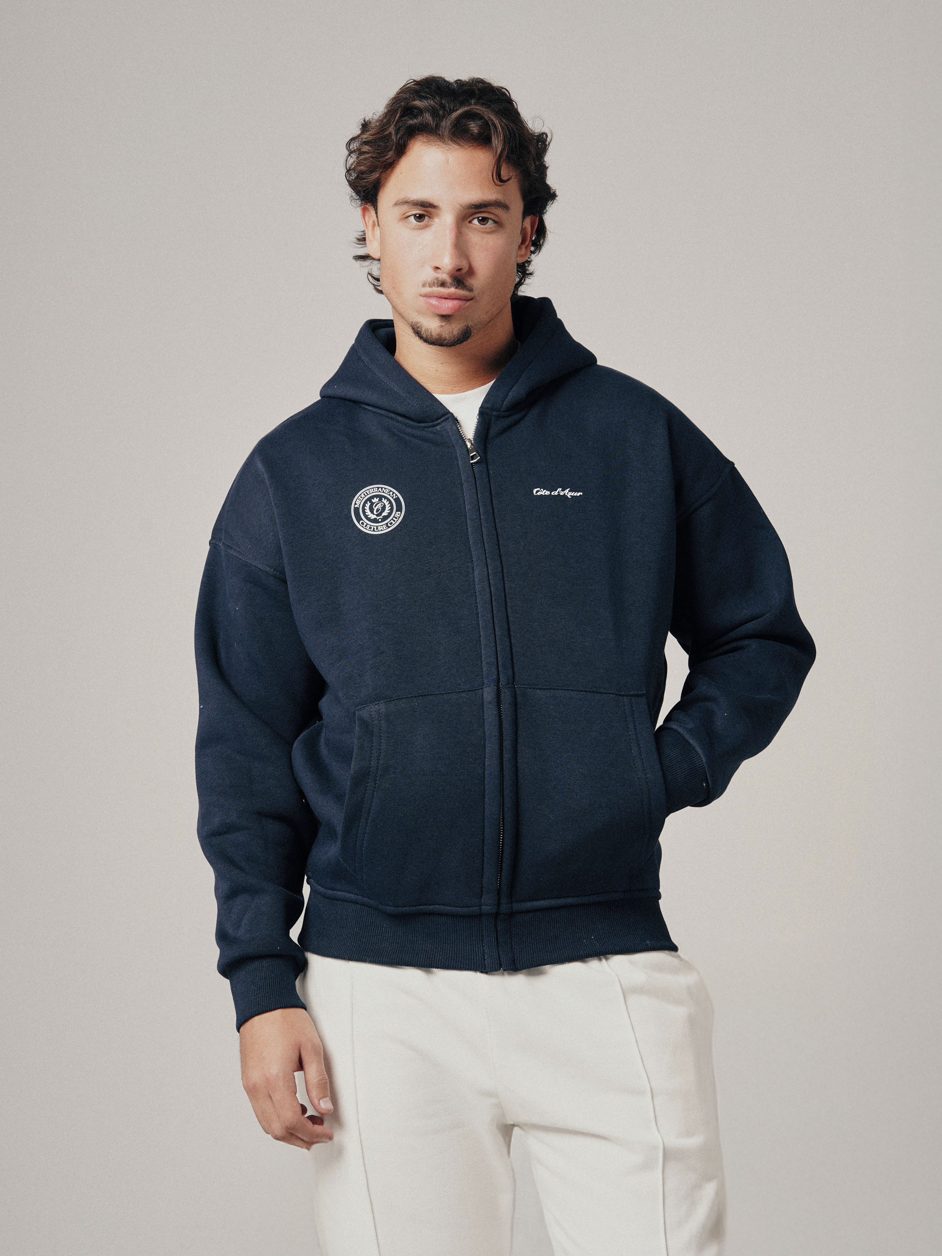 MEDITERO ZIPUP HOODIE - NAVY