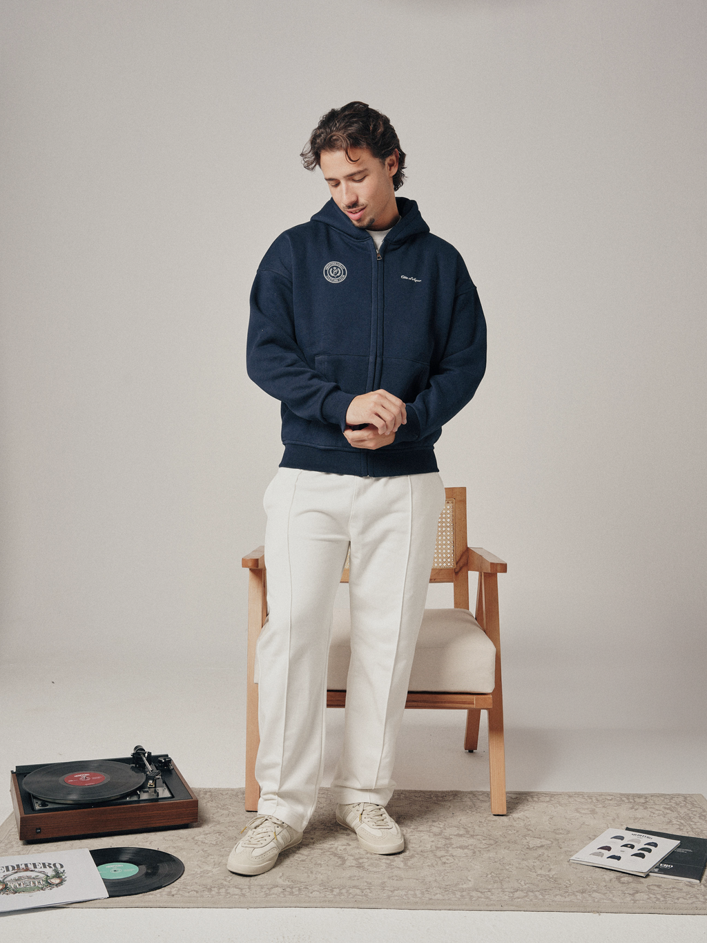 MEDITERO ZIPUP HOODIE - NAVY