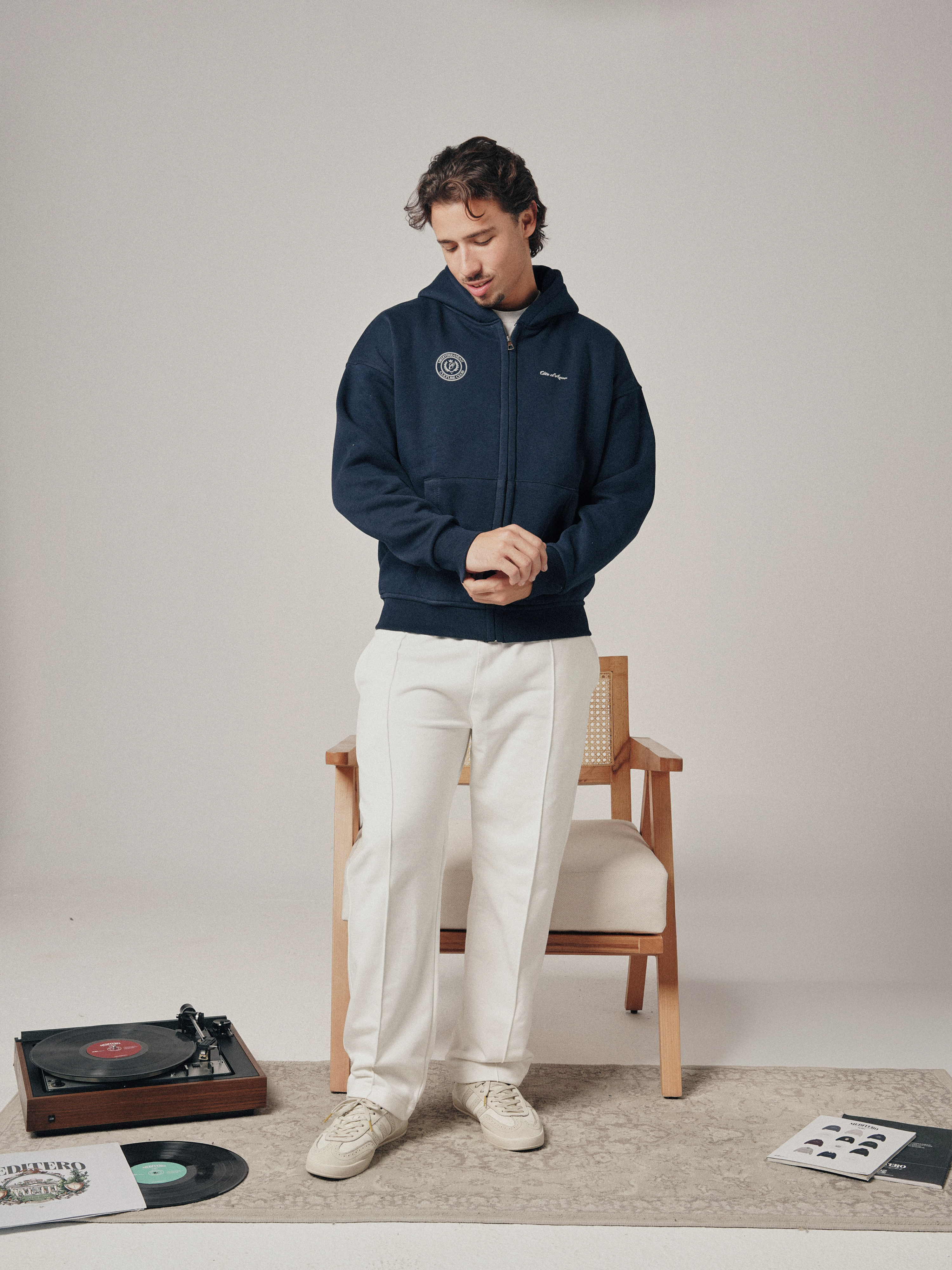 MEDITERO ZIPUP HOODIE - NAVY