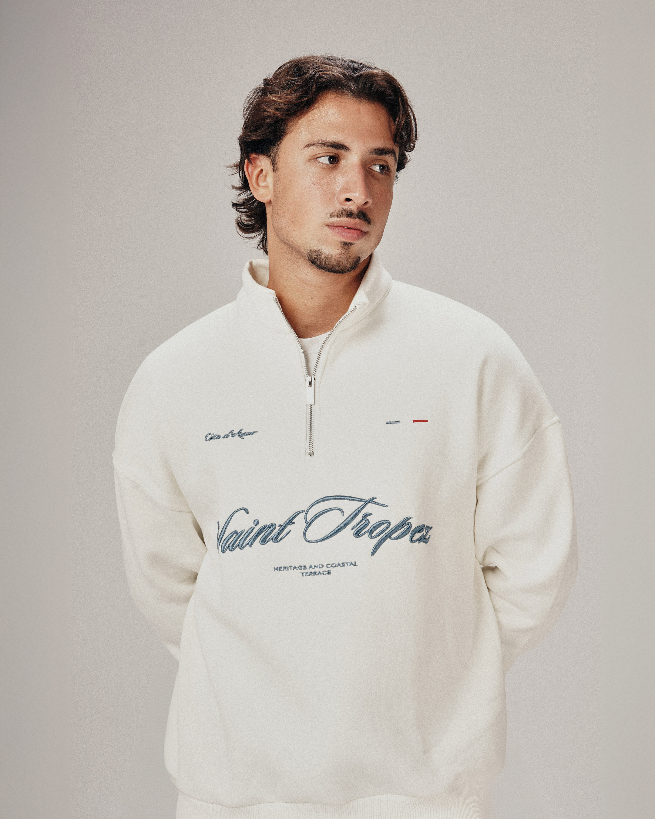 SAINT TROPEZ QUARTER ZIP - WHITE
