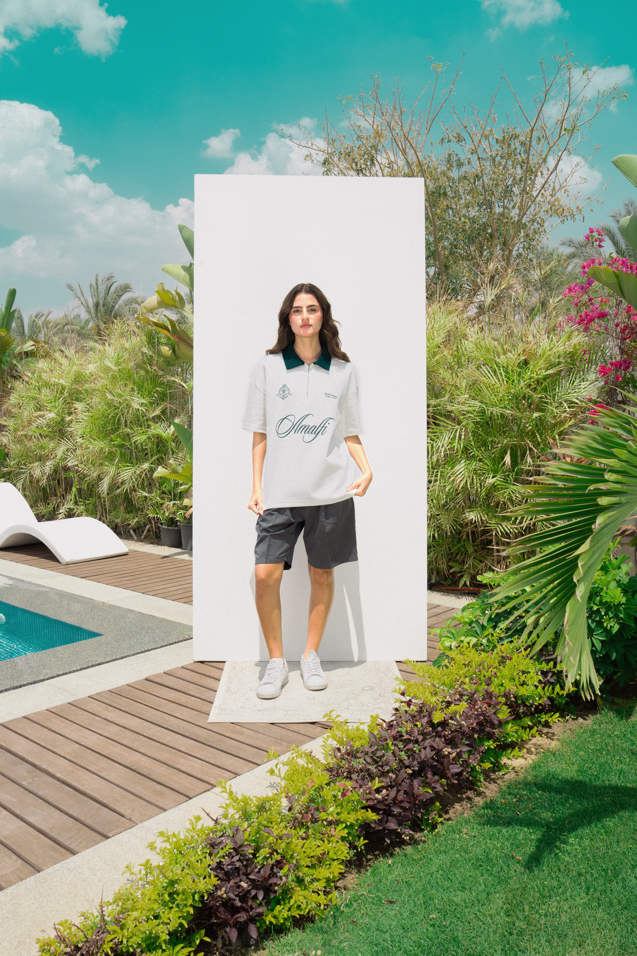 AMALFI WHITE ZIP POLO